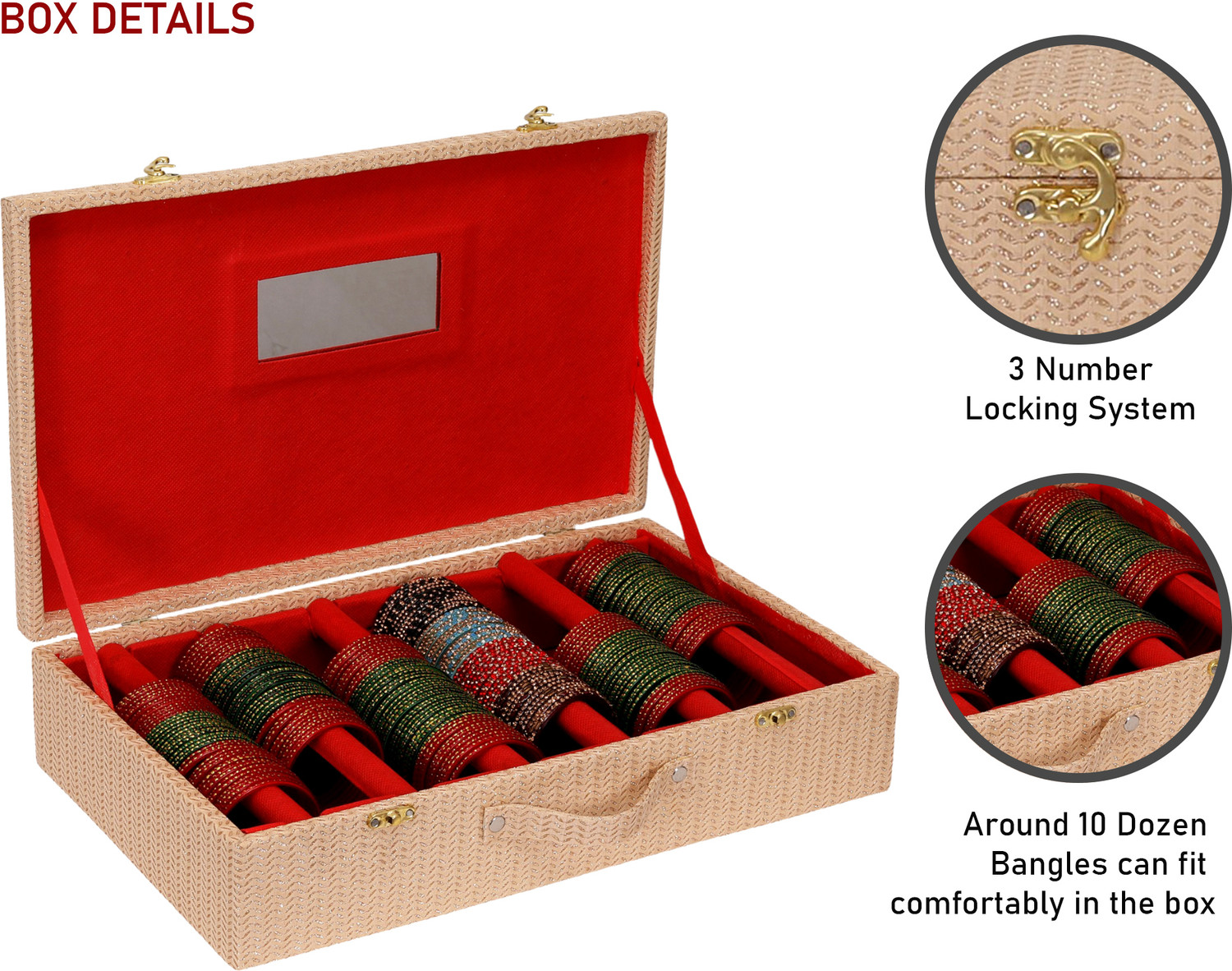 Image of TAJ BEAUTY CENTER Bangle box ; Luxurious Bangle Box inch organizer for women |Elegant Bangle Display Case Vanity Box