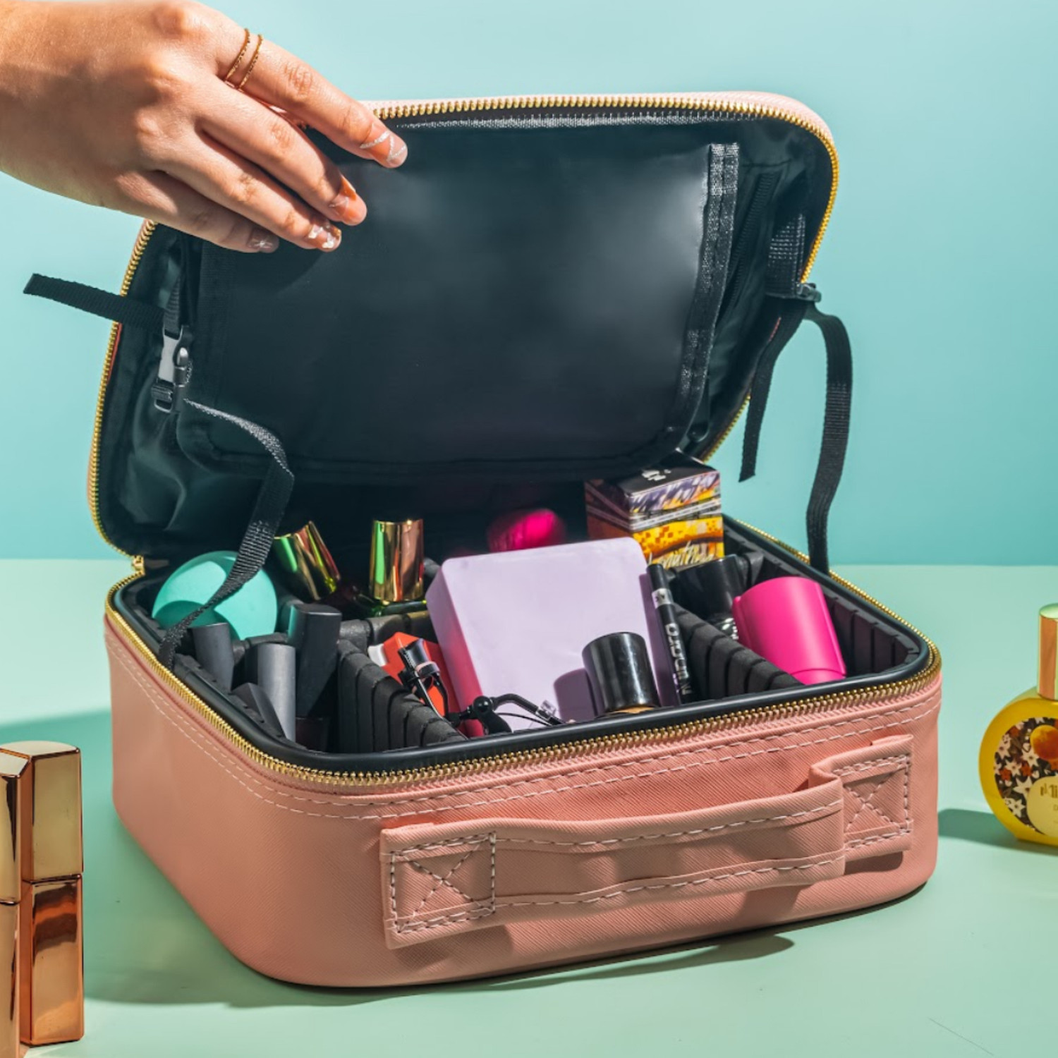 MINARA Cosmetic Bag for Travel, Makeup Organiser, Jewellery, Grooming Vanity Box Makeup and Jewellery Vanity Box