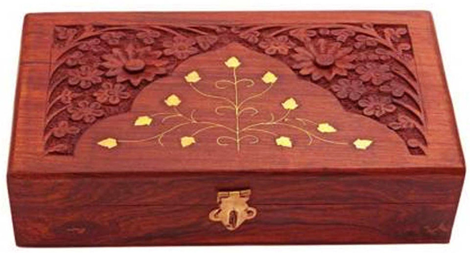 Image of MD Furniturs JEWELLERY BOX 8X5 INCHES For Makeup and store Jewellery Items in Sheesham Wood Vanity Box