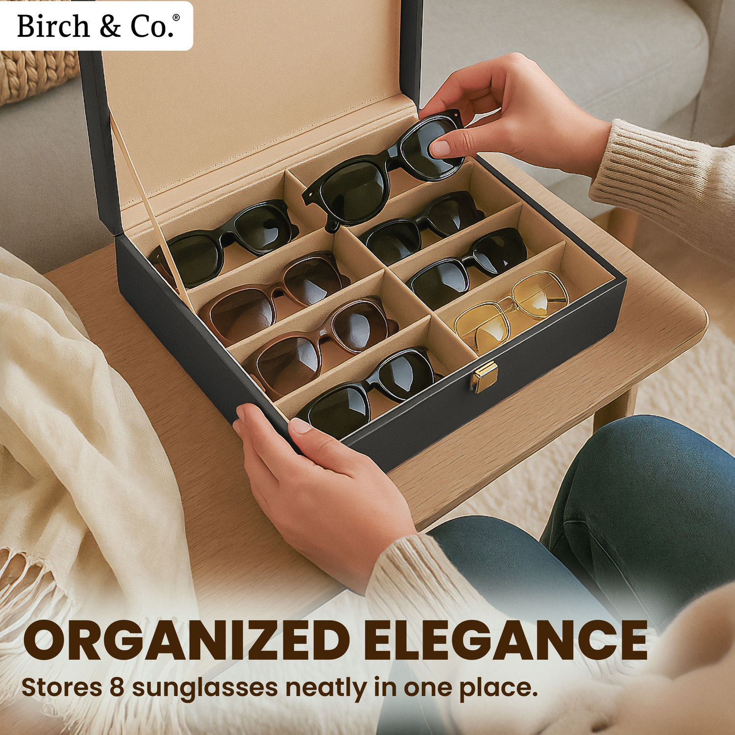 Image of Birch & Co. Sunglasses Organizer for Men - Goggles& Eyewear Holder, Travel-Friendly Regular Vanity Box