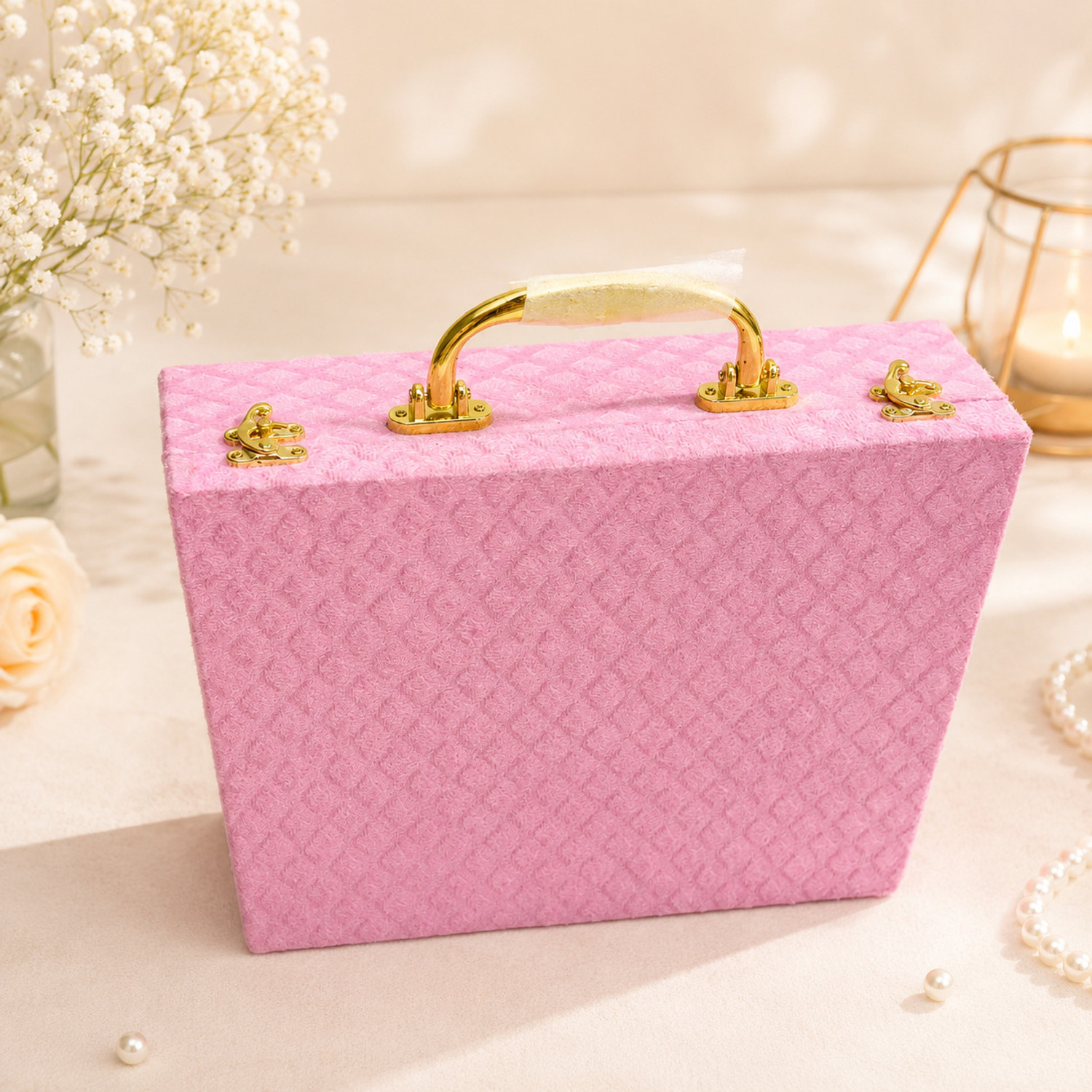 Image of tosim 3 Rod Bangle Box Jewellery Organizer for Women Premium Velvet Chudi Storage Box Jewellery Storage Box, Vanity Box, Bangle Storage Box, Chudi Box Vanity Box
