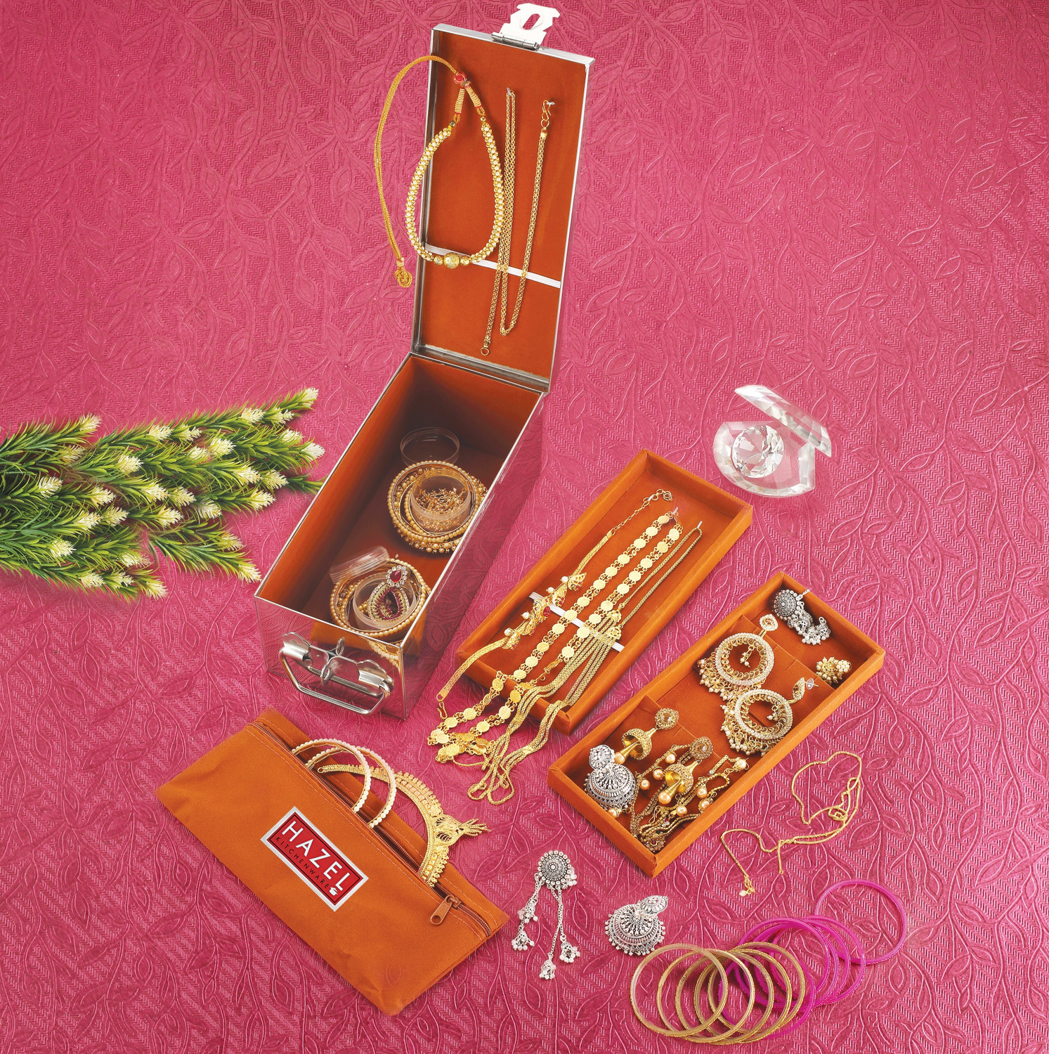 Image of HAZEL Stainless Steel Locker Cash Peti Cheque Box Jewellery Safe Storage Security Use Jewellery Box Vanity Box