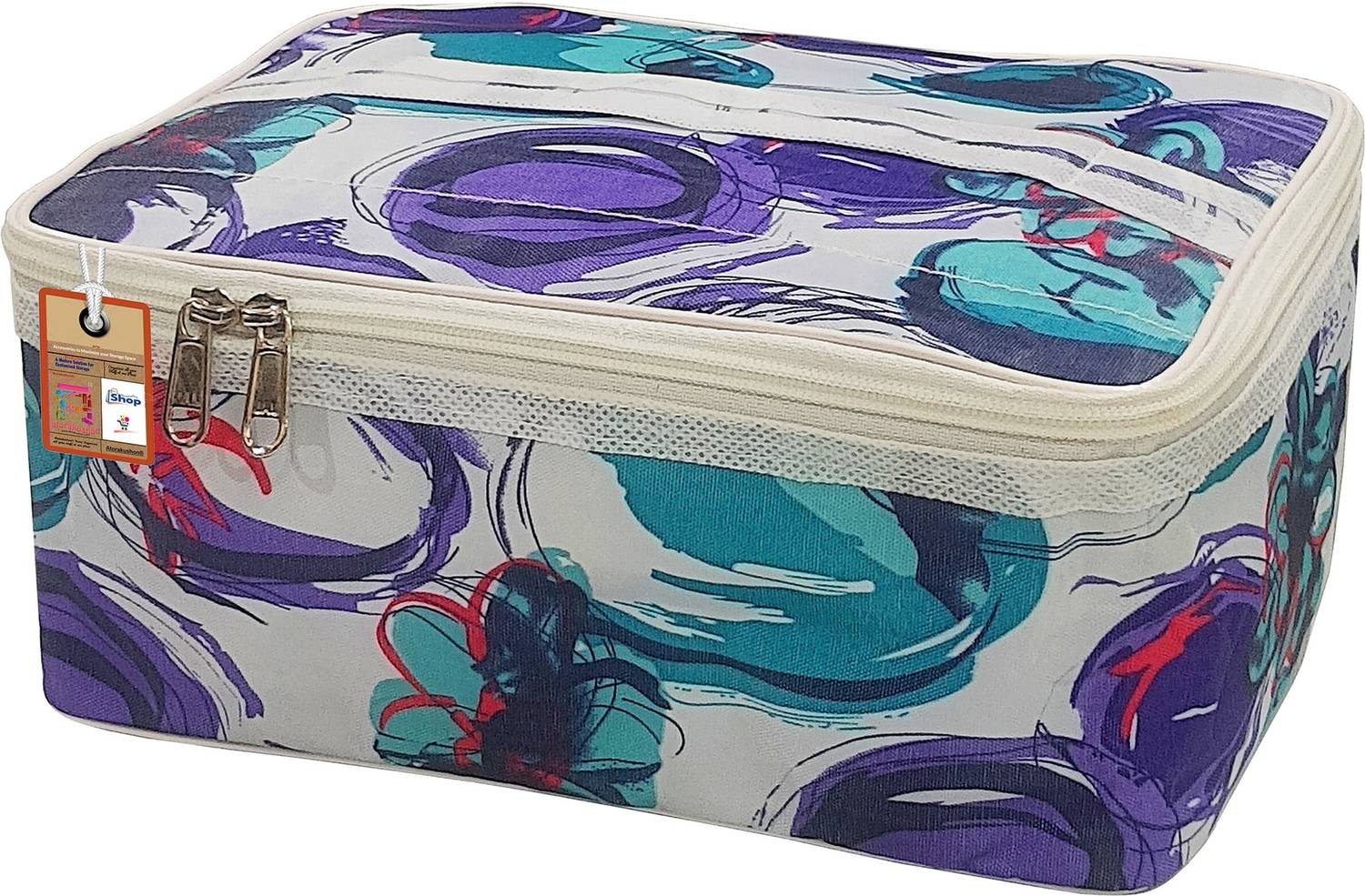 atorakushon ®presents Pack of 1 Fabric Women Makeup Storage Box Travel Vanity Cosmetic Utility Toiletry Bag Wardrobe Organizer Jewellery Pouch Makeup Pouches Vanity Box