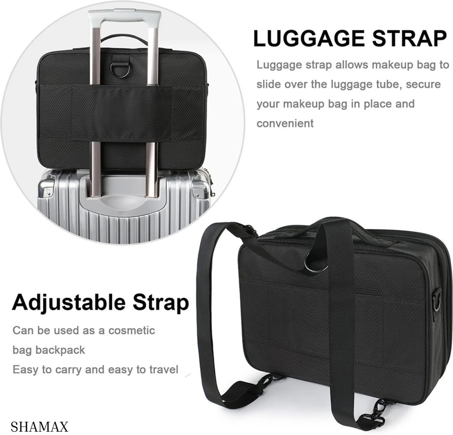 Image of Shamax Professional Makeup Case Organizer Bag for Women Makeup Storage Box, Makeup Organizer Vanity Box