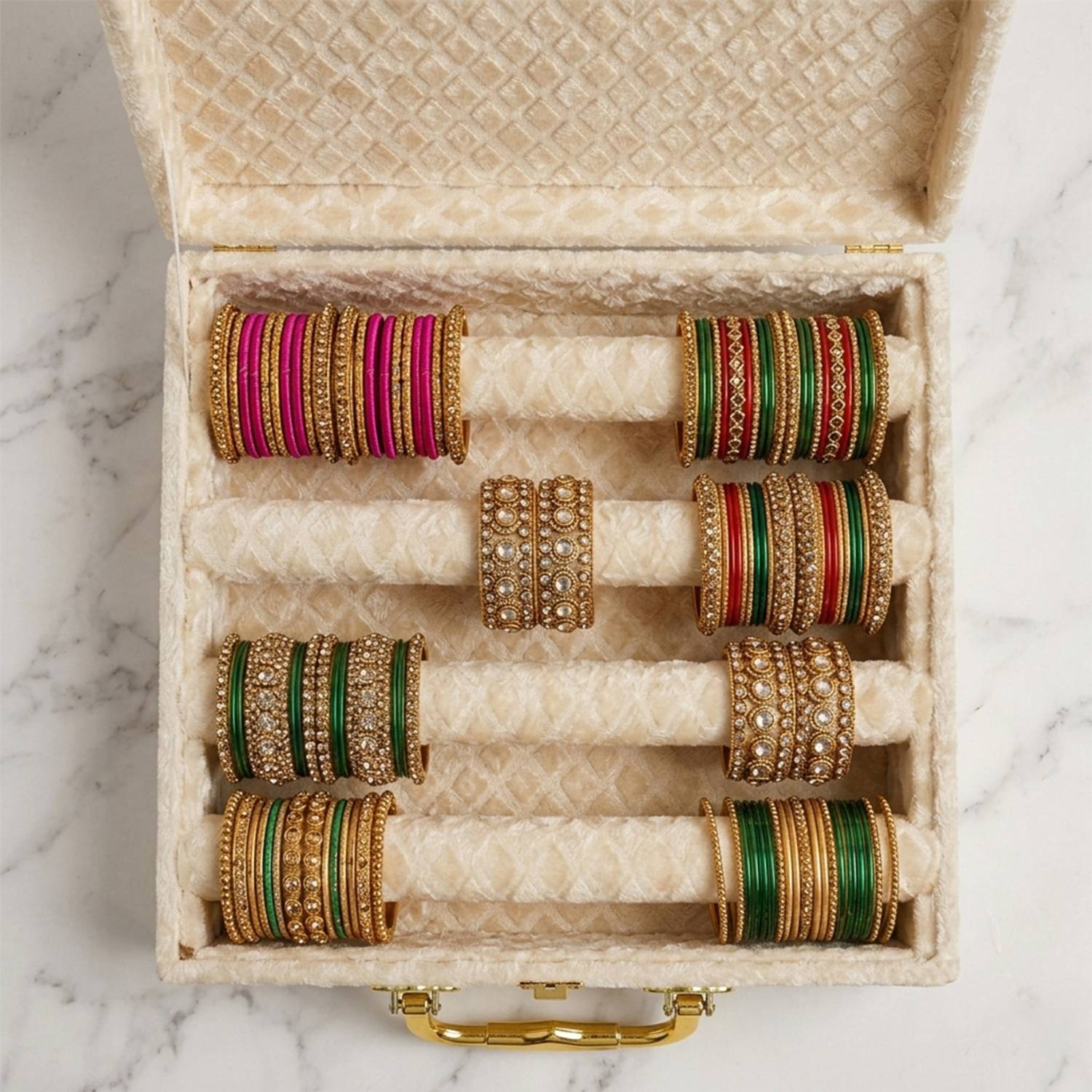 Bubs Spun Velvet Bangle Organizer Box for Women - Image 2