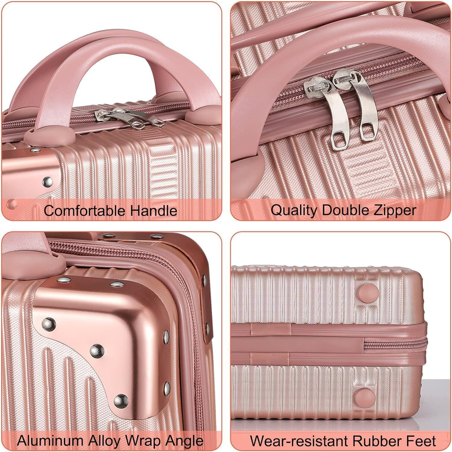Image of SIRIDHI Portable Makeup Travel Case Hand Luggage 12 Inch, Pressure-Proof ABS Travel, Jewellery Organizer, Makeup Organizer, Cosmetic Organizer Vanity Box