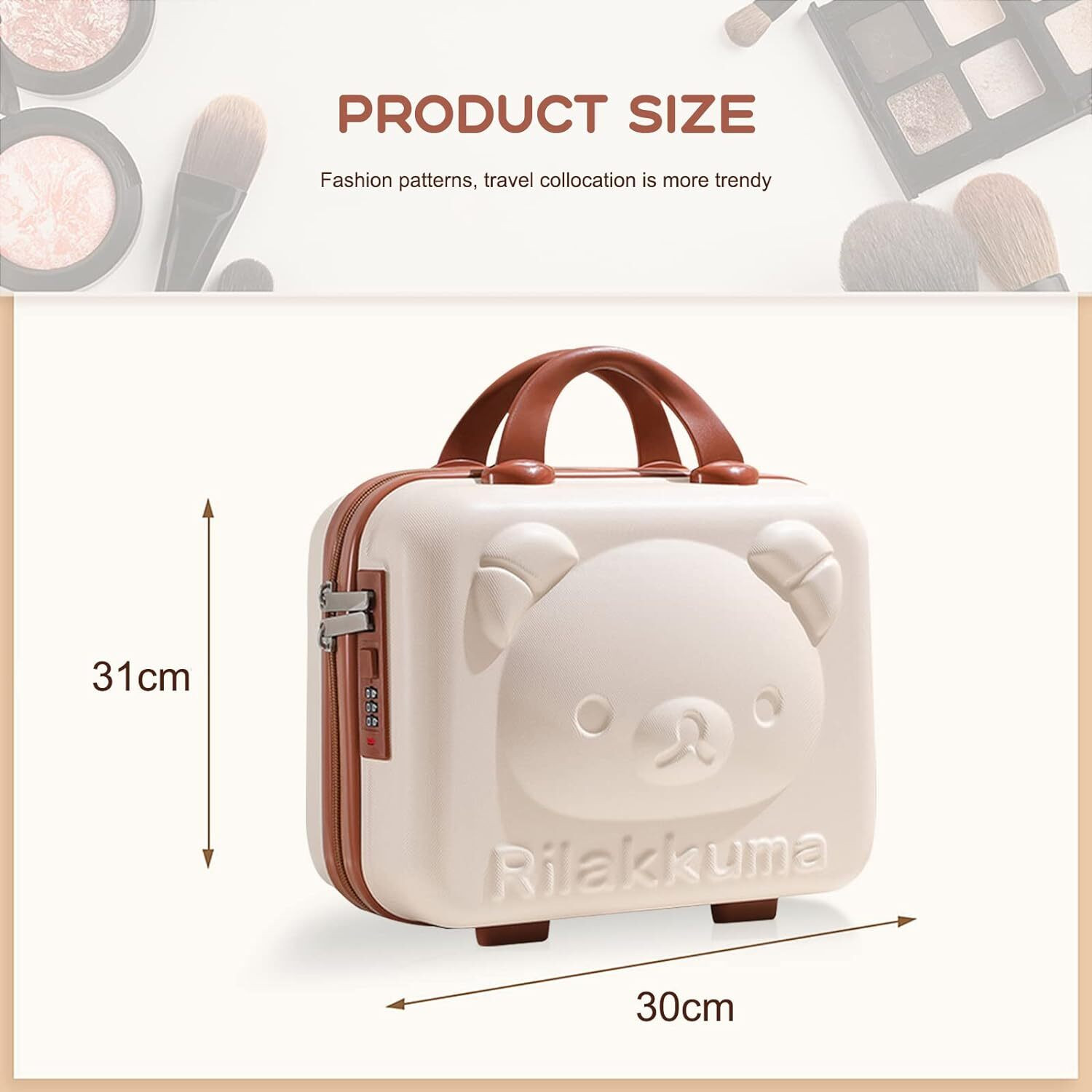 Image of DREGGERZ Makeup Travel Case Hand Luggage Water Proof ABS Carrying Makeup Case Suitcase Makeup bag with Lock Password Zipper Bag, cartoon storage, makeup bag Vanity Box