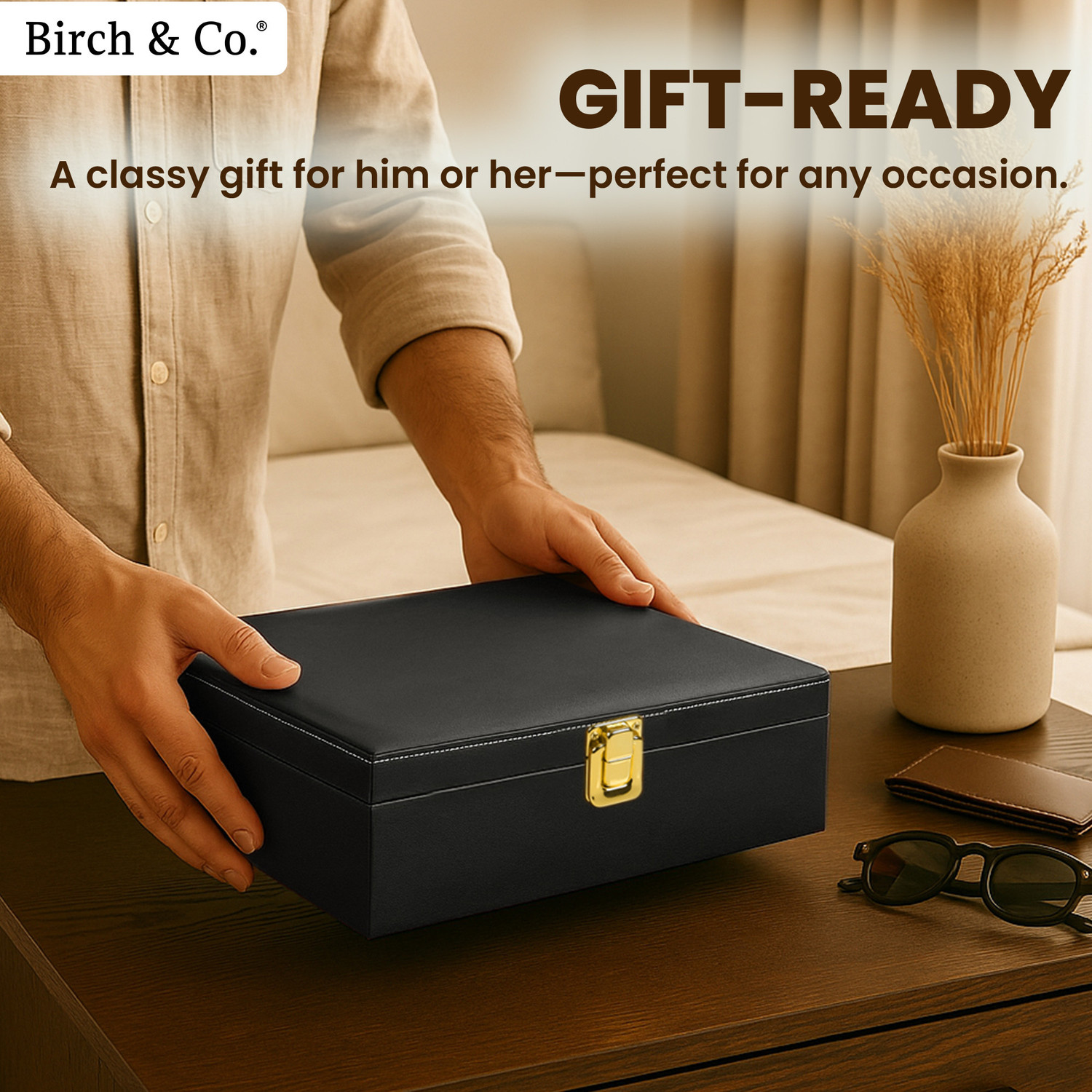 Image of Birch & Co. Sunglasses Organizer for Men - Goggles& Eyewear Holder, Travel-Friendly Regular Vanity Box