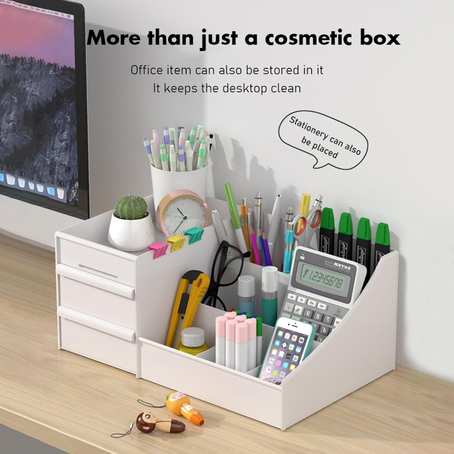 Image of TOOBIL 7 Compartments plastic Desk Organizer Box Drawers Storage Plastic Stationary Box & Accessories