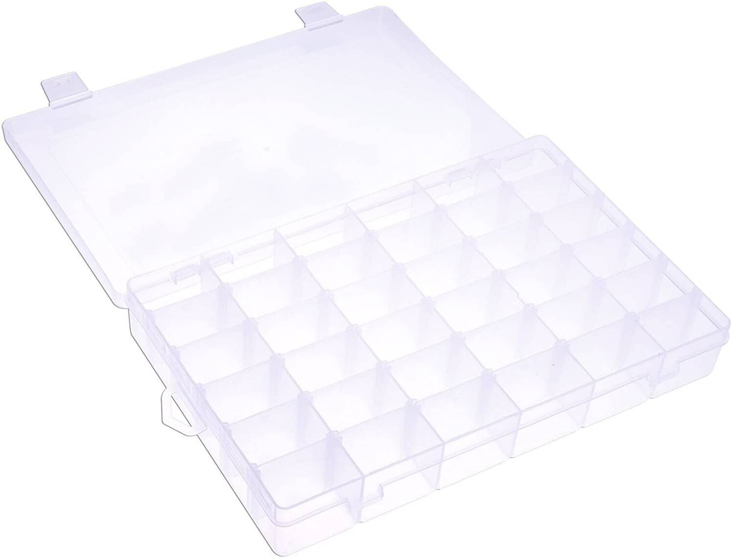 BKENTERPRISE7 36 Grids Clear Plastic Organizer Box Storage Container Jewelry Box with Adjustable Dividers for Beads Art DIY Crafts Jewelry Fishing Tackles Jewelry Box, Beads Box, Earrings Box, Sundries Storage, Bracelet Box, Hair Clips Box, Pins Box, Screws Box, DIY Kits Vanity Box