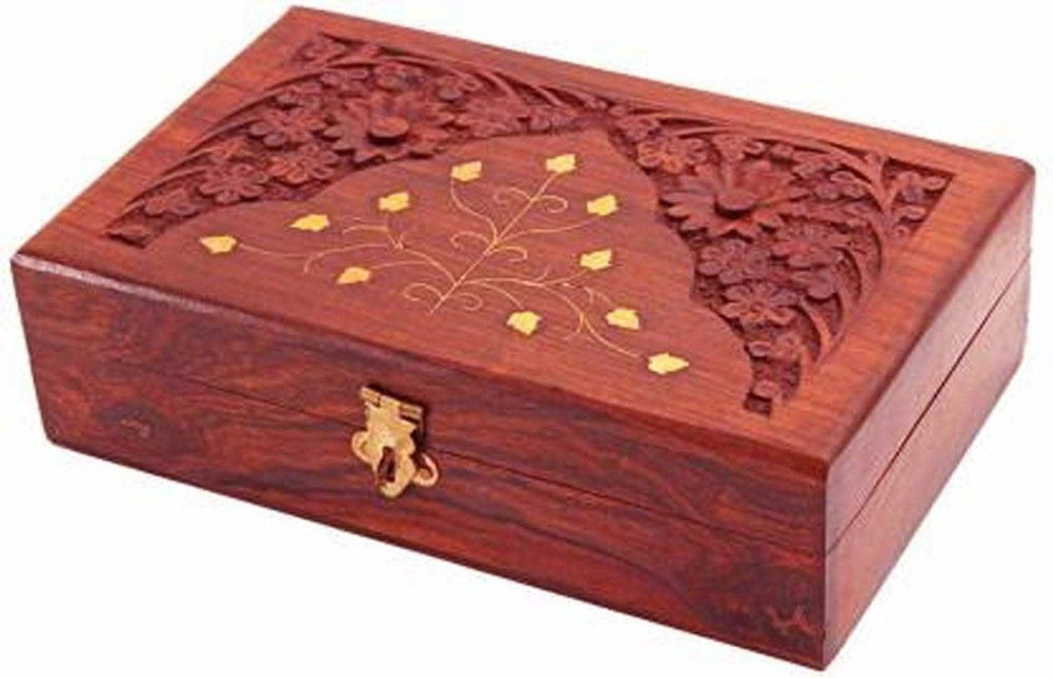 Image of MD Furniturs JEWELLERY BOX 8X5 INCHES For Makeup and store Jewellery Items in Sheesham Wood Vanity Box