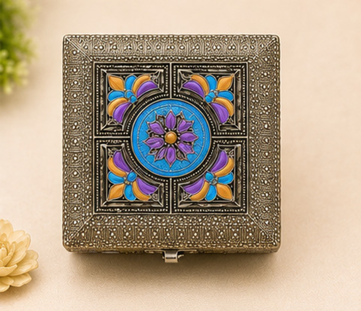 Image of AksharamArts Aksharam Arts Meenakari Jewellery Box | Wooden Jewellery Bo jewellery box Vanity Box