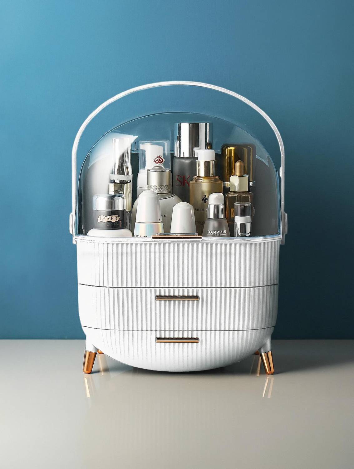 Aloxe Cute Makeup Cosmetic Organizer Box With Drawer Storage | Organizer Box For Women Makeup Vanity Box