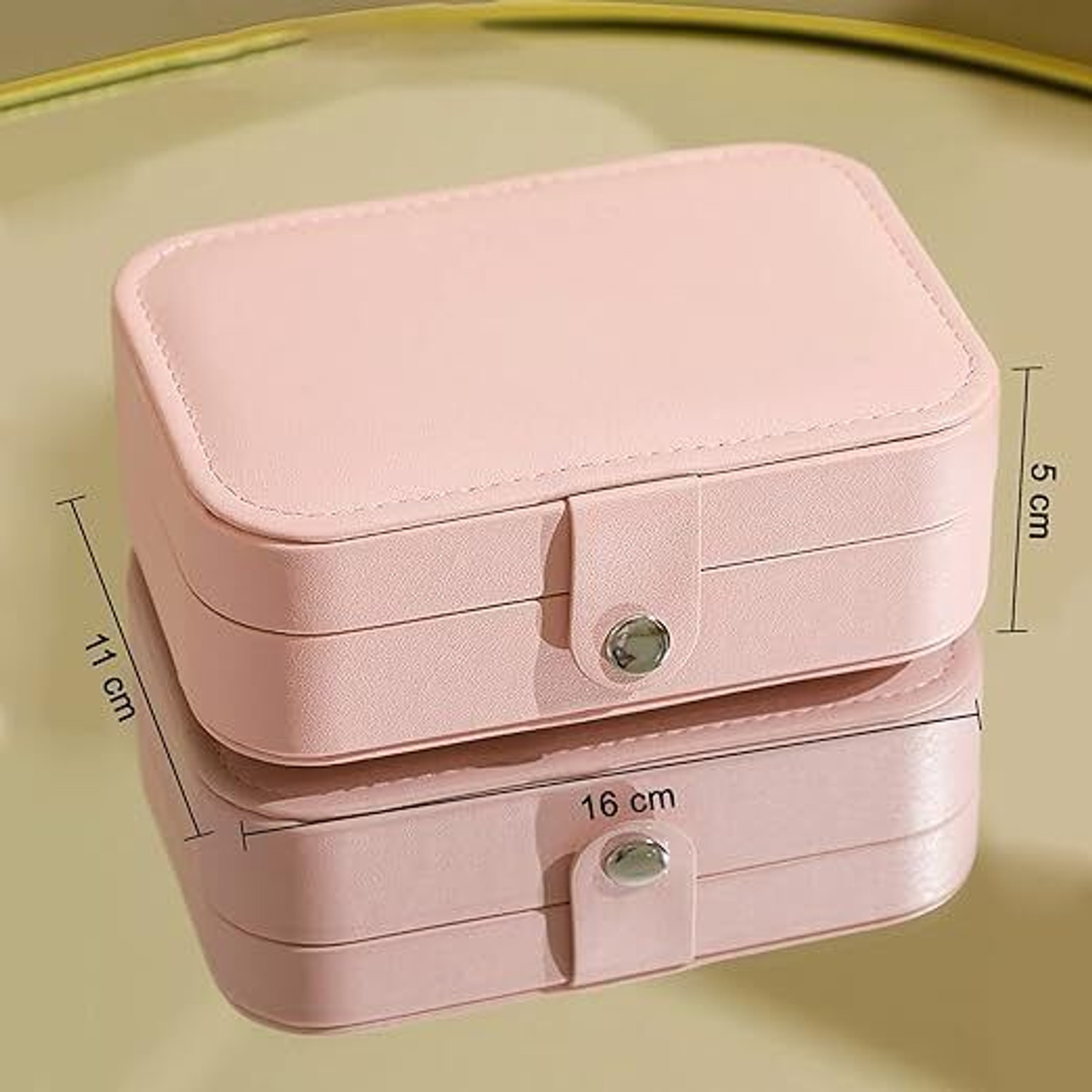 Image of Wolpin Jewellery Organiser PU Leather Magnetic Buckle Portable Storage Box Case Multi Purpose Vanity Box Vanity Box