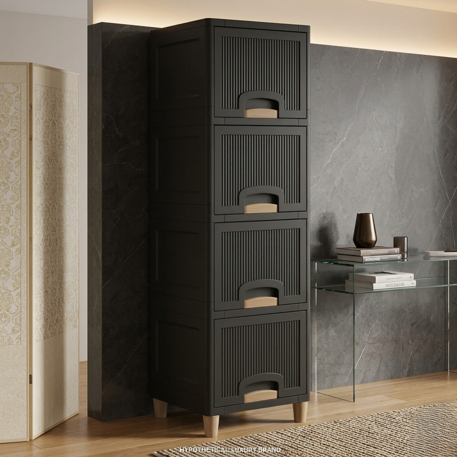 Image of GROTHEORY 4 Compartments Plastic Storage Organizer Drawer Box Vanity Box