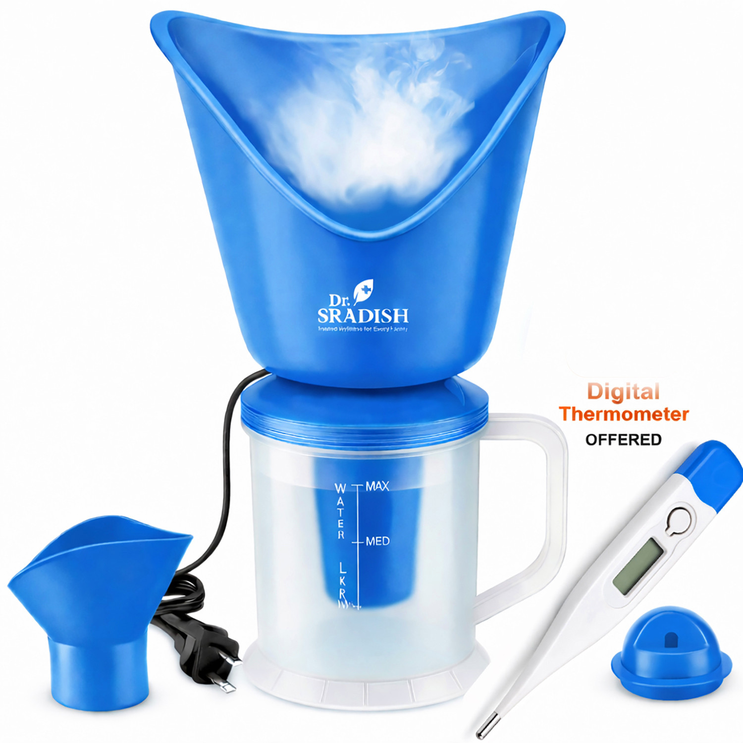 Image of DR. SRADISH 3 in 1 Facial Steamer for Face Nano Ionic Steam Measuring Jar & Nose Attachment Vaporizer