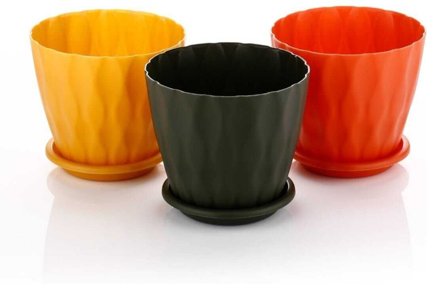 Image of shiv enterprises Plastic Round Flower Pots With Drainage Hole Saucers Plant Container for Garden Plastic Vase