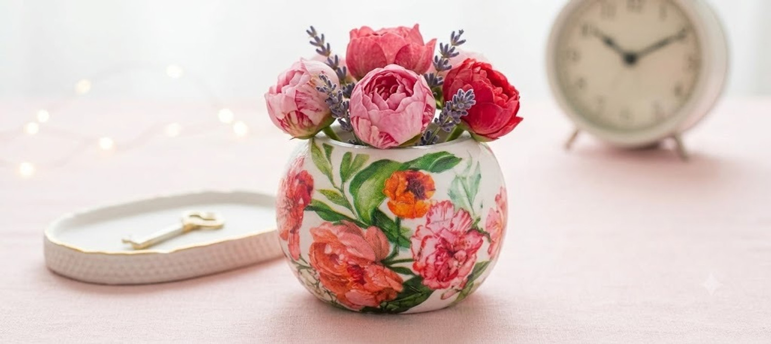 Image of SitarabySimar Floral Ceramic Flower Vase Ceramic Vase