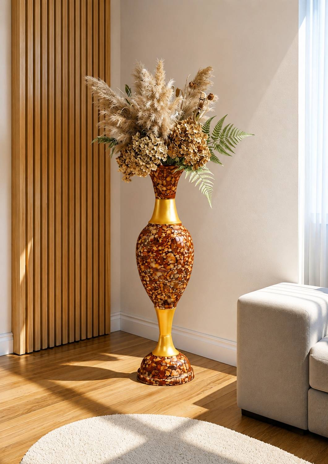 AdiCollar Luxury Metal Flower Vase Long Floor Pot Home Decor Iron Vase