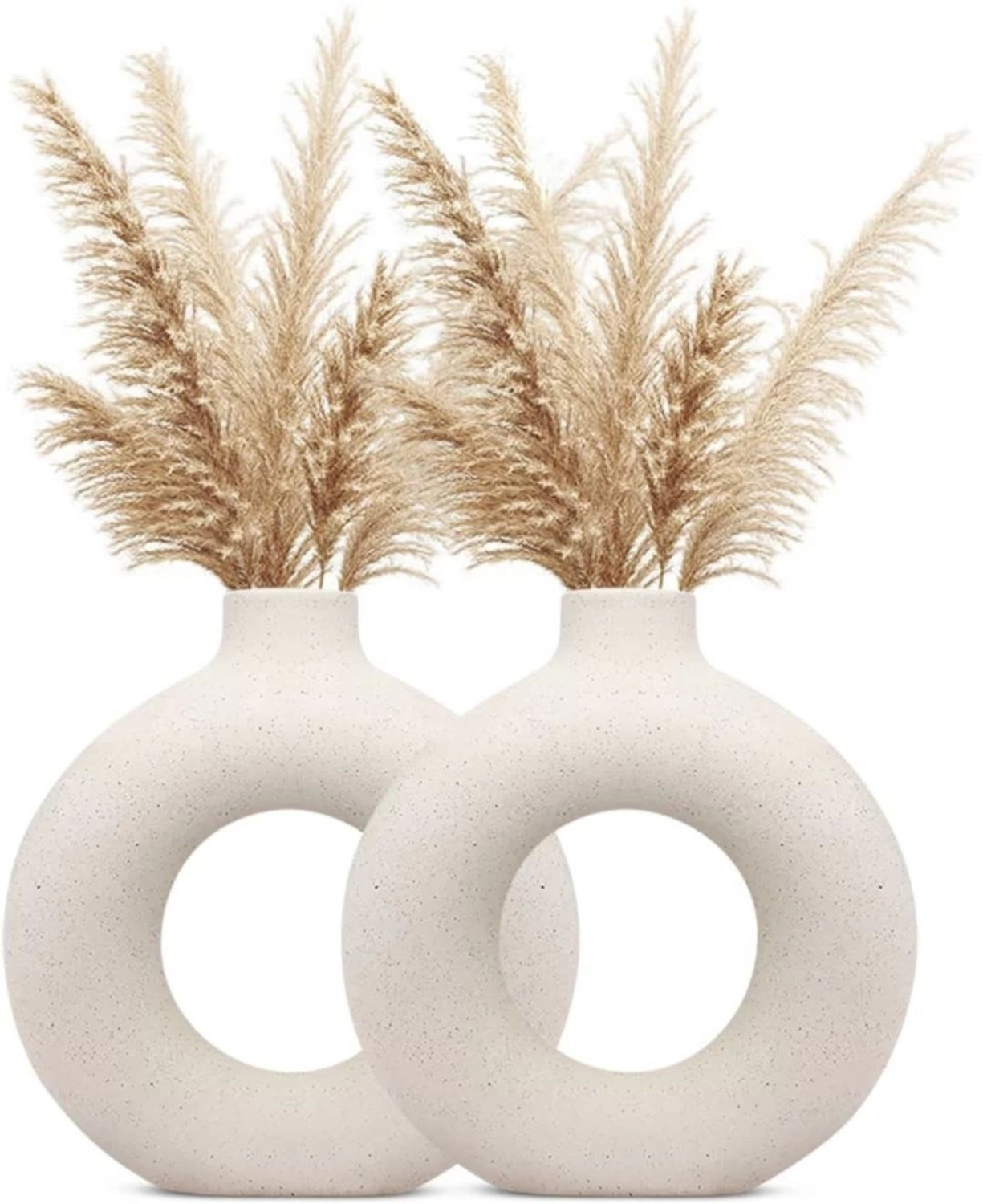 JJ HOMES Set of 2 Modern Donut Shape Plastic Vase for Home Decor Plastic Vase
