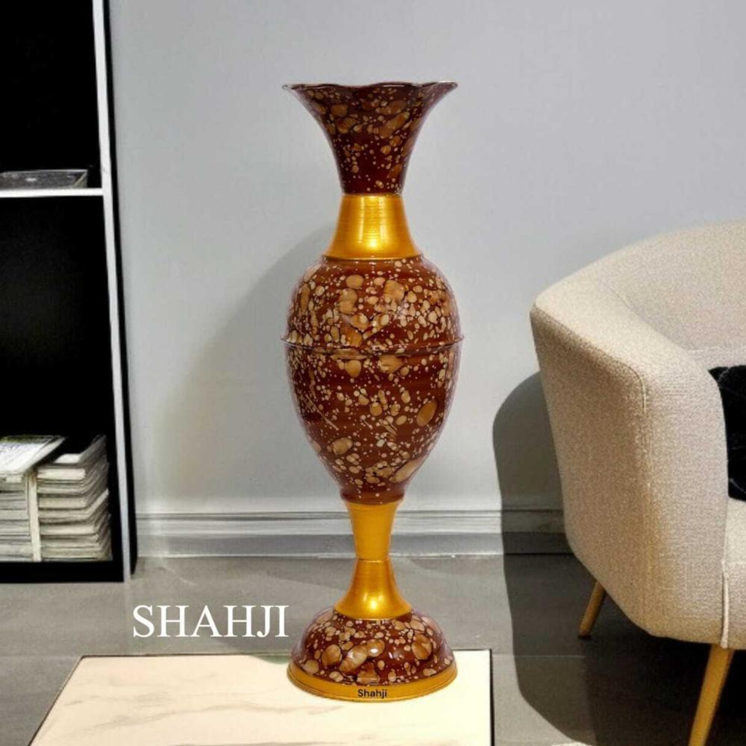 Image of Leafy Flower Vase Big Size Long for Home Decor Corner Centerpiece Gift Item | Iron Vase