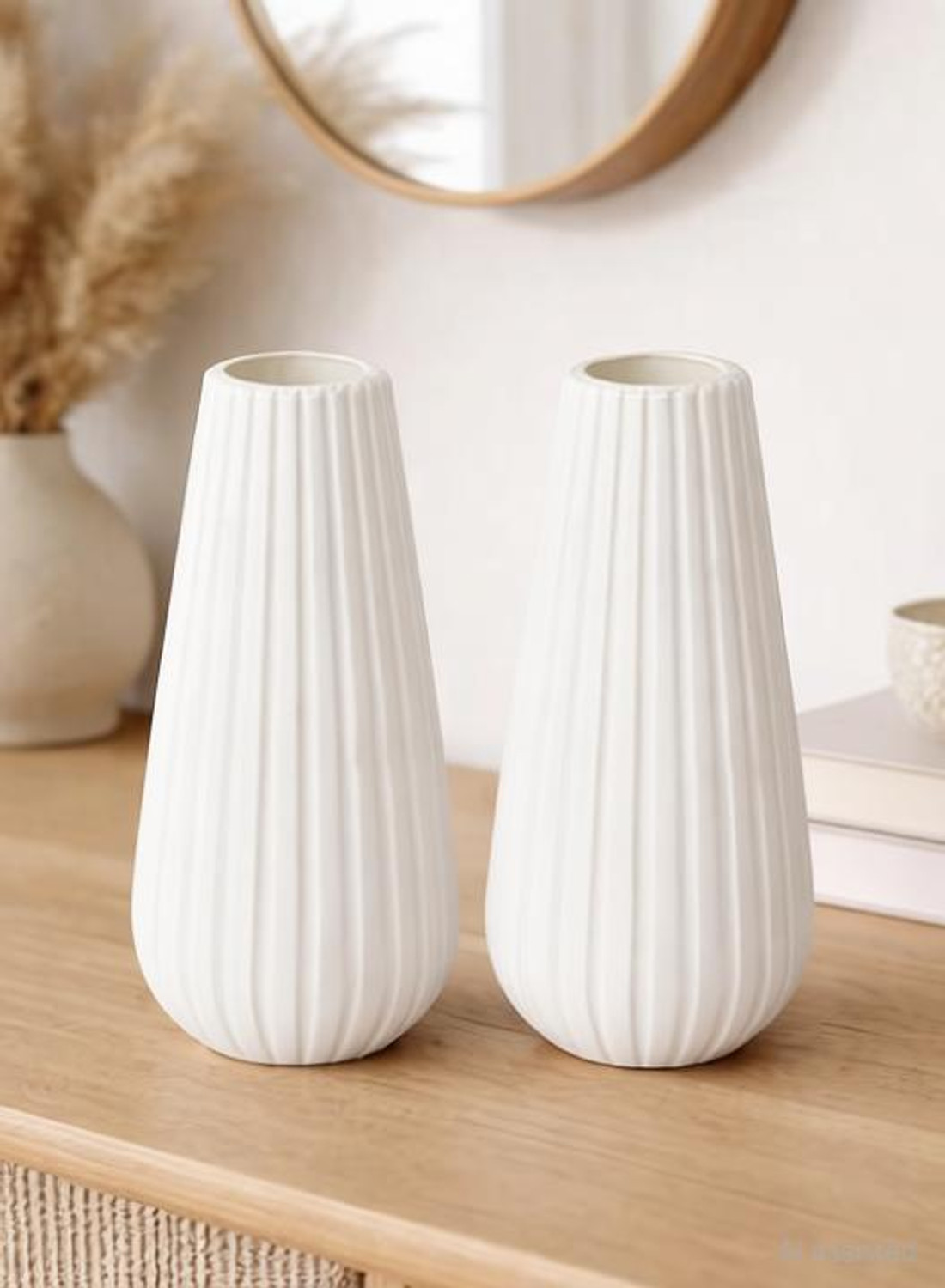 Image of Bruncha Artificial white vase set of 2 for home decor Plastic Vase