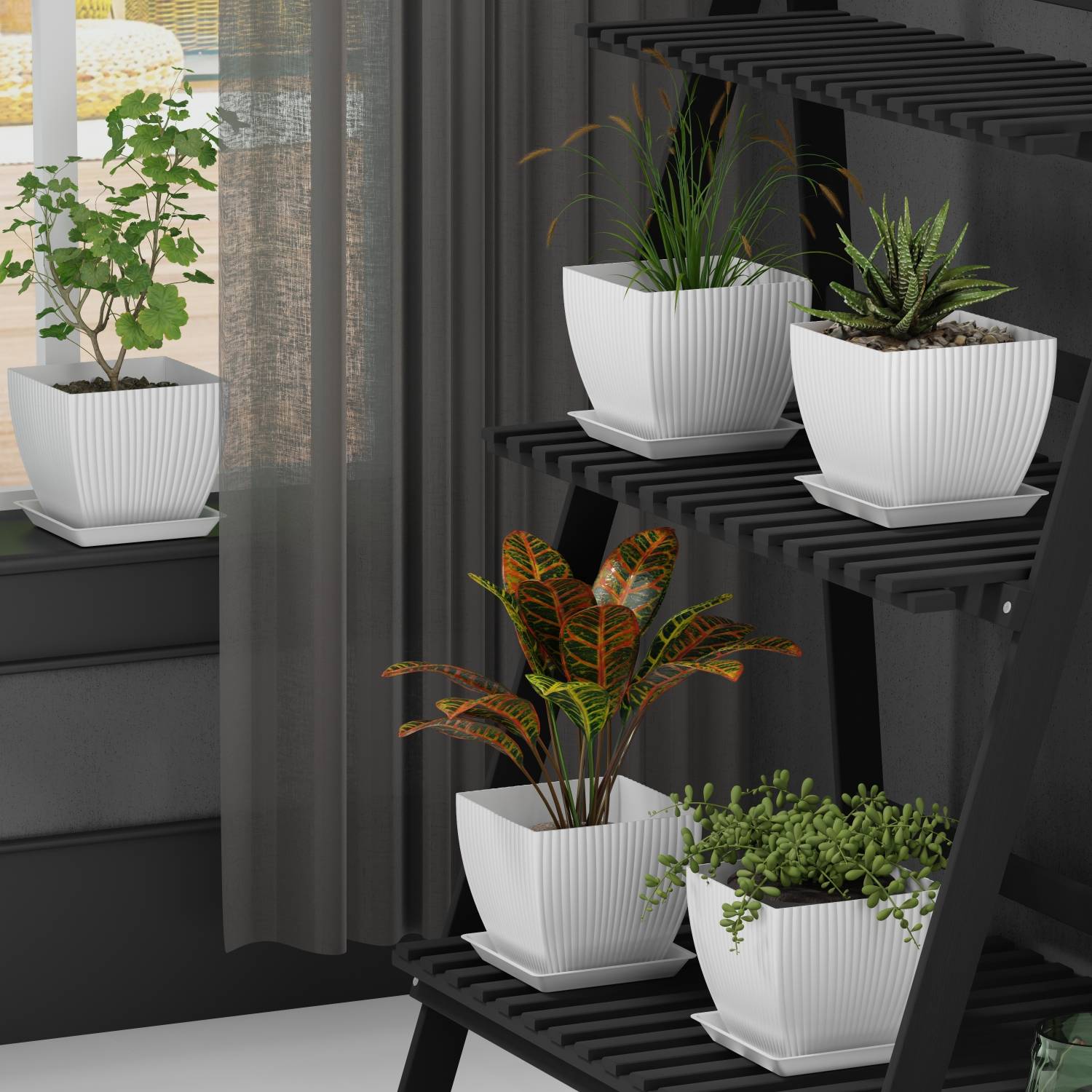 BELLERBIRD Premium Quality Square Shape Flower Pot For Indoor Pla