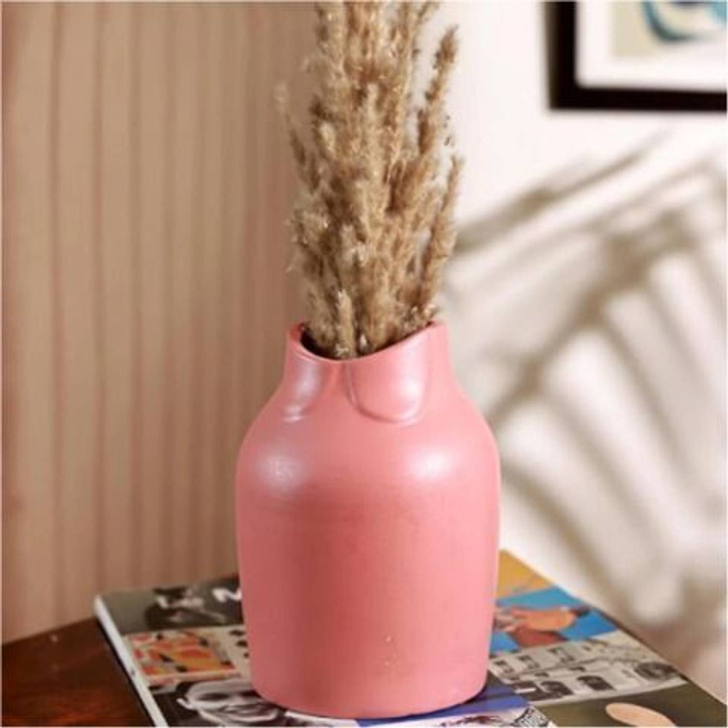 Craftribal Ceramic Pink Collar Bow Vase Handmade Modern Decorativ