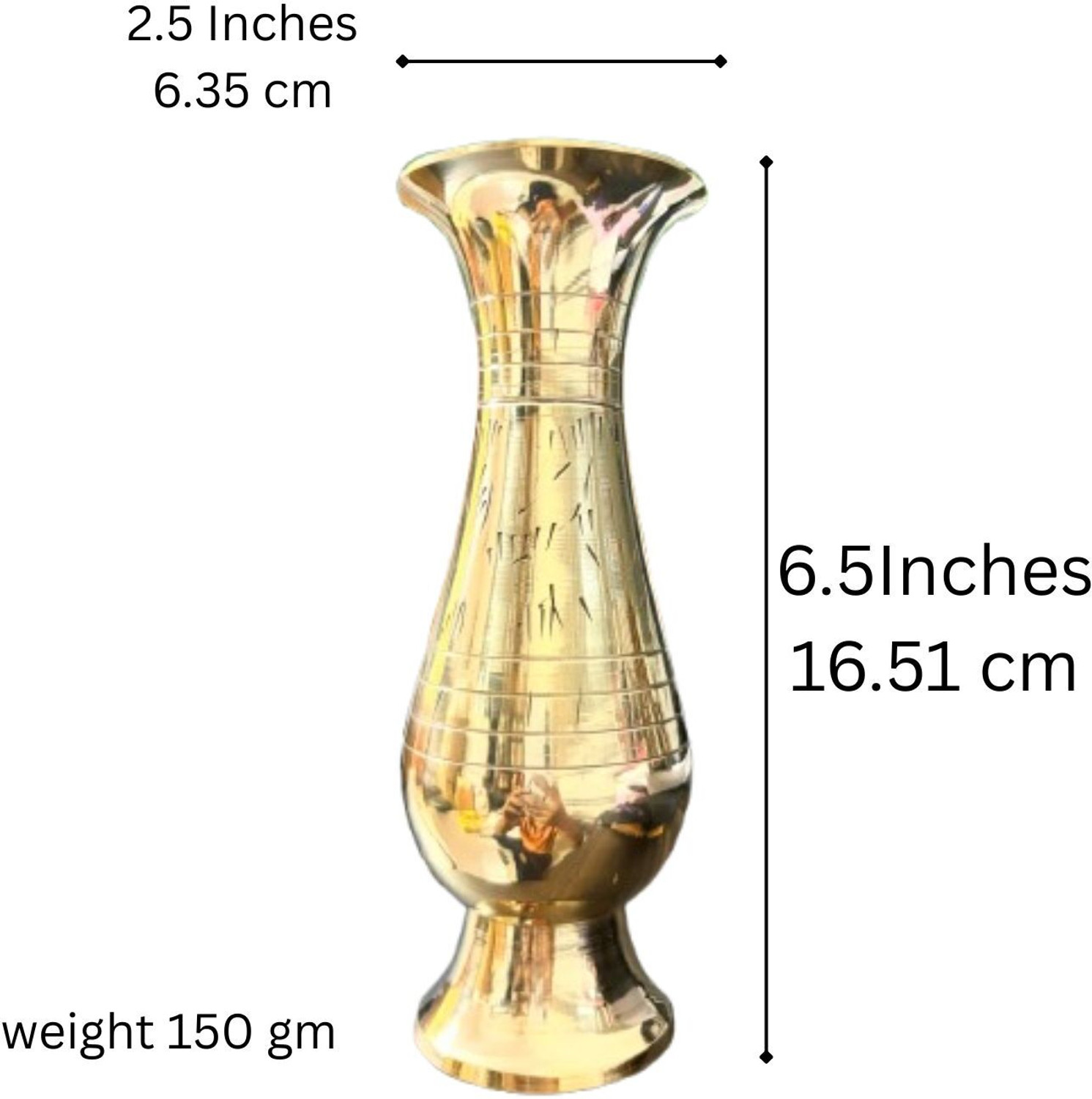 Image of Foxen Collection Decorative Brass Handicraft Vase - Perfect for Flowers & Gifting Brass Vase