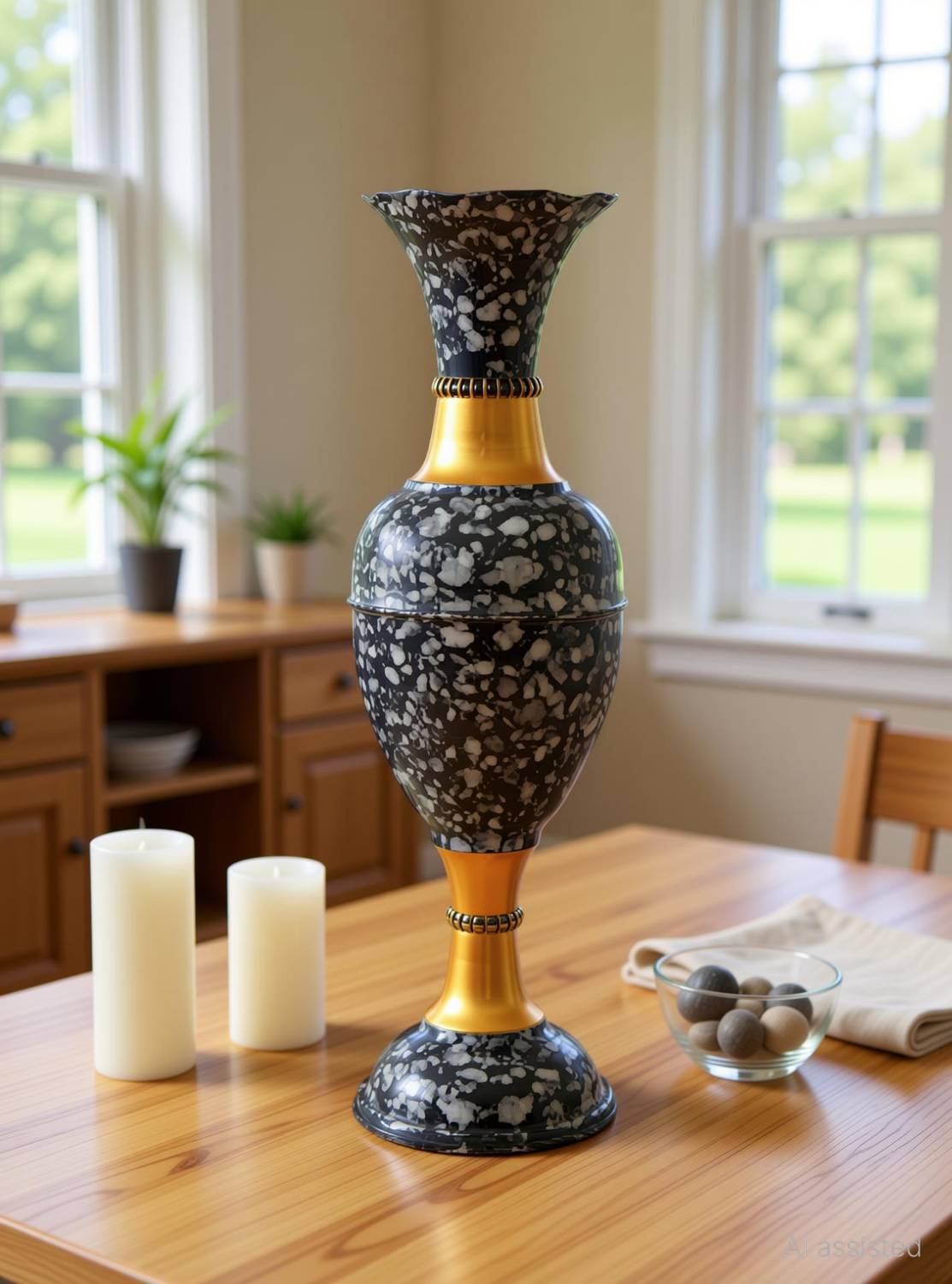 Anabia Decorative Iron Flower Vase for Home Decor Living Room Table Metal Flower Pot Cast Iron Vase