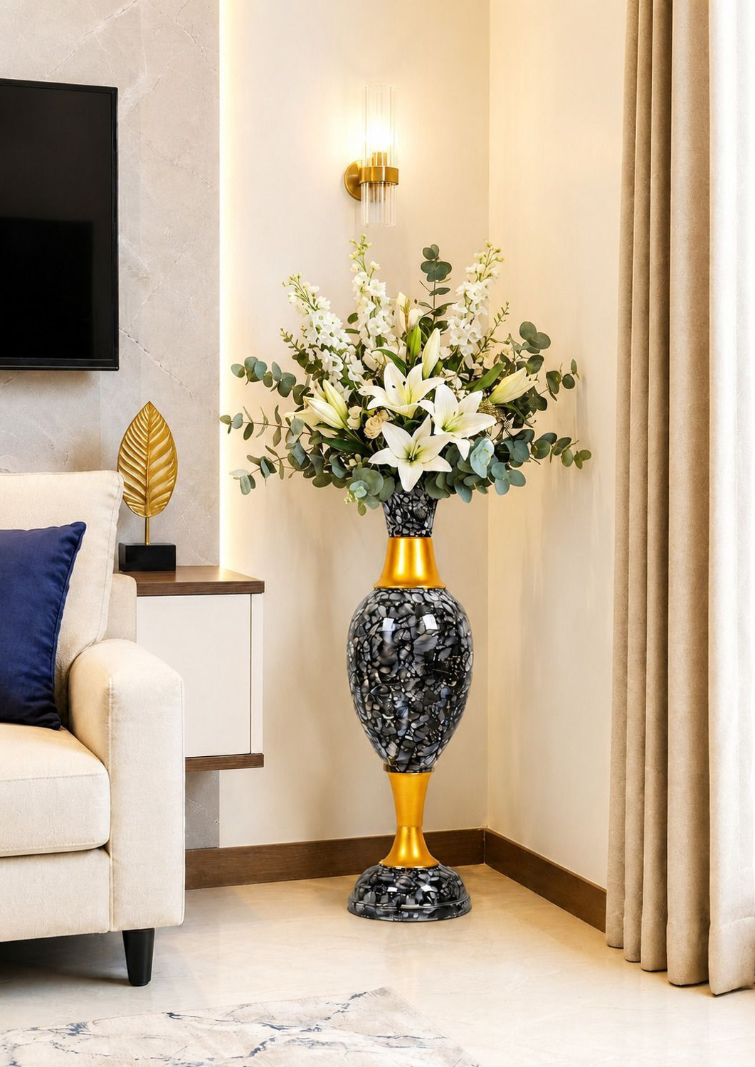 Image of Shefar Luxury Metal Flower Vase Long Floor Pot Home Decor Iron Vase