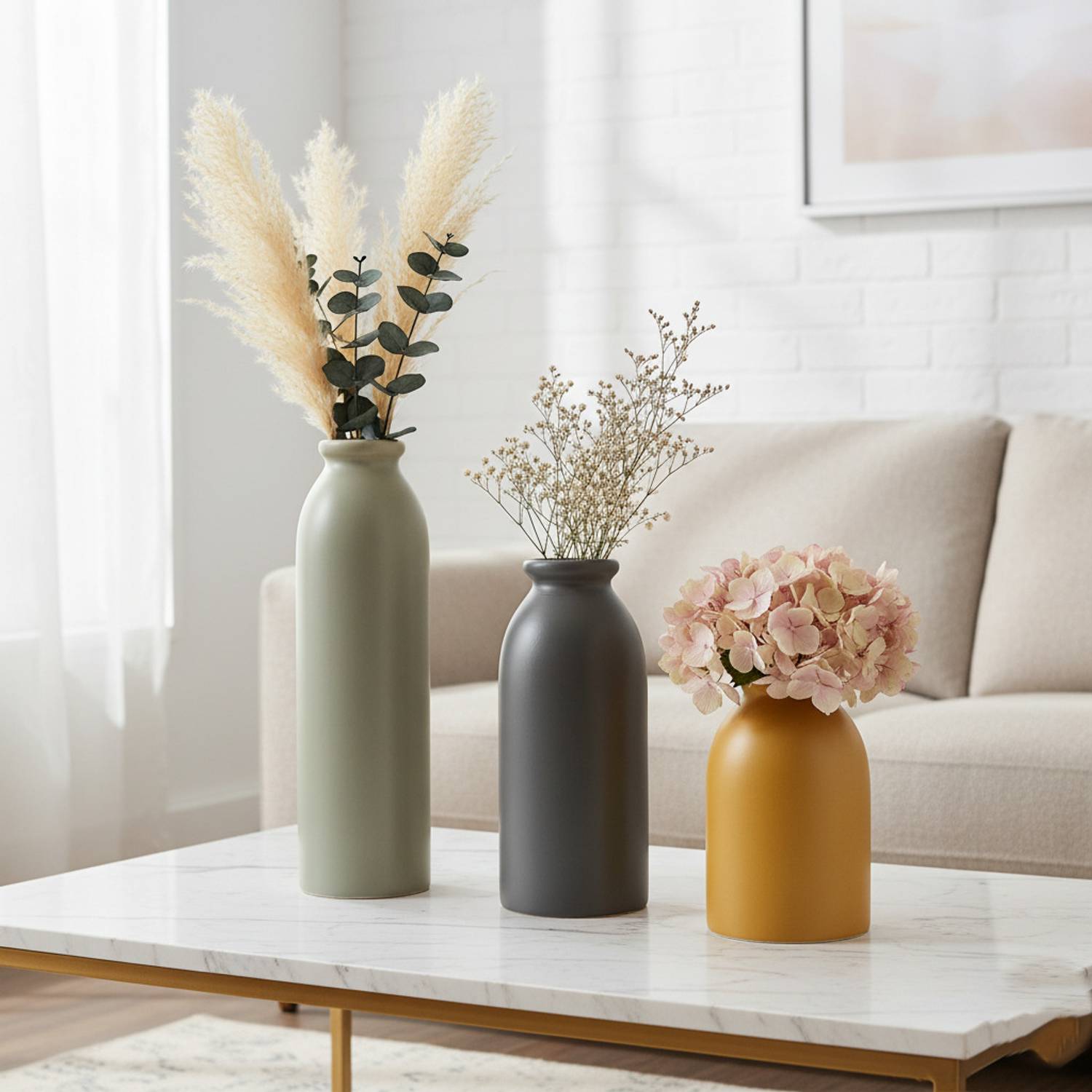 amshus BNB Ceramic Premium Quality 3 Pcs Vase Set Ceramic Vase
