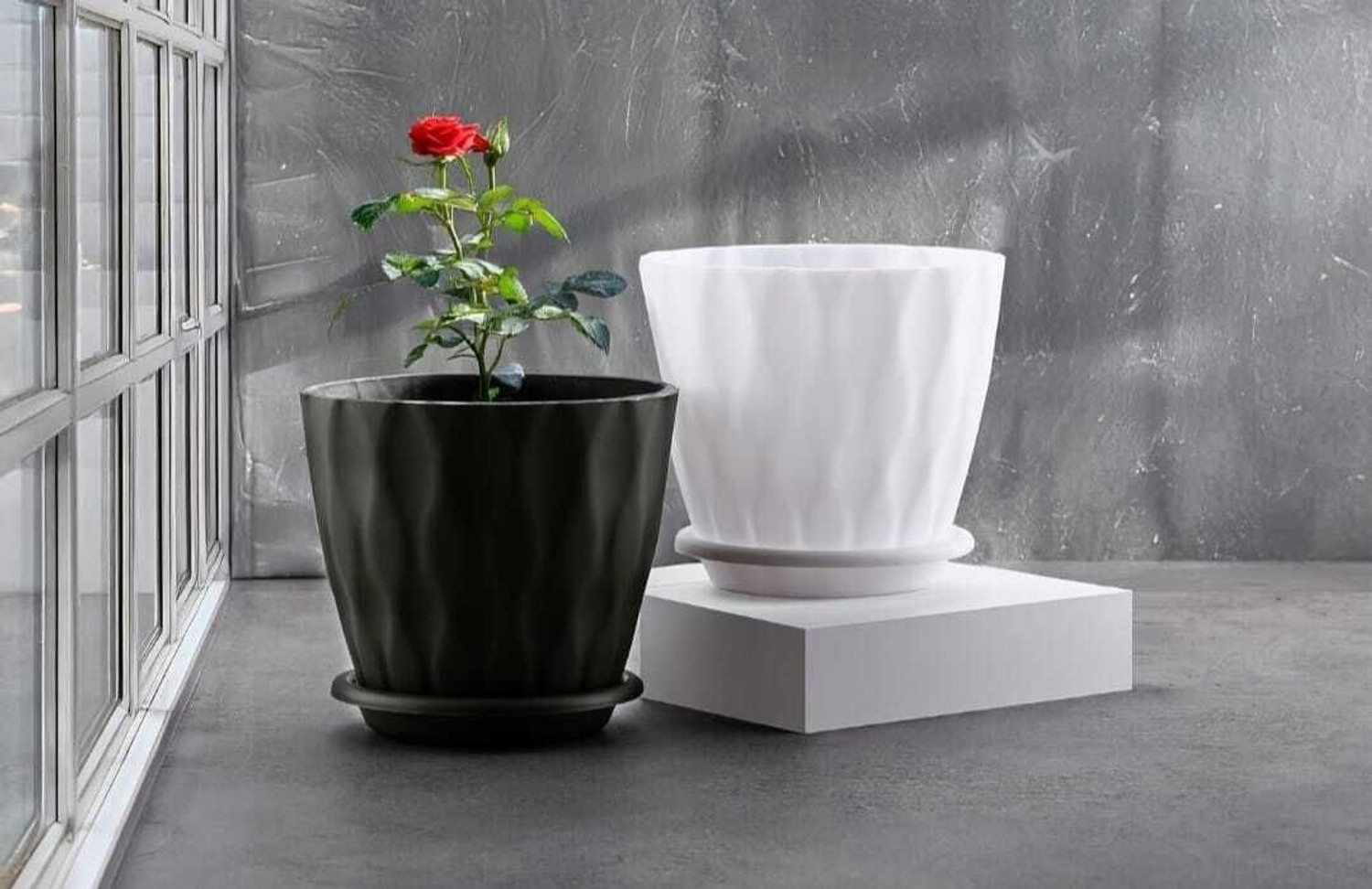 Image of shiv enterprises Plastic Round Flower Pots With Drainage Hole Saucers Plant Container for Garden Plastic Vase
