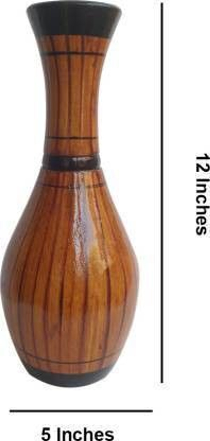 Image of Tovick Table Top Wooden POT Shape vase suitable for Table decor Plastic Vase