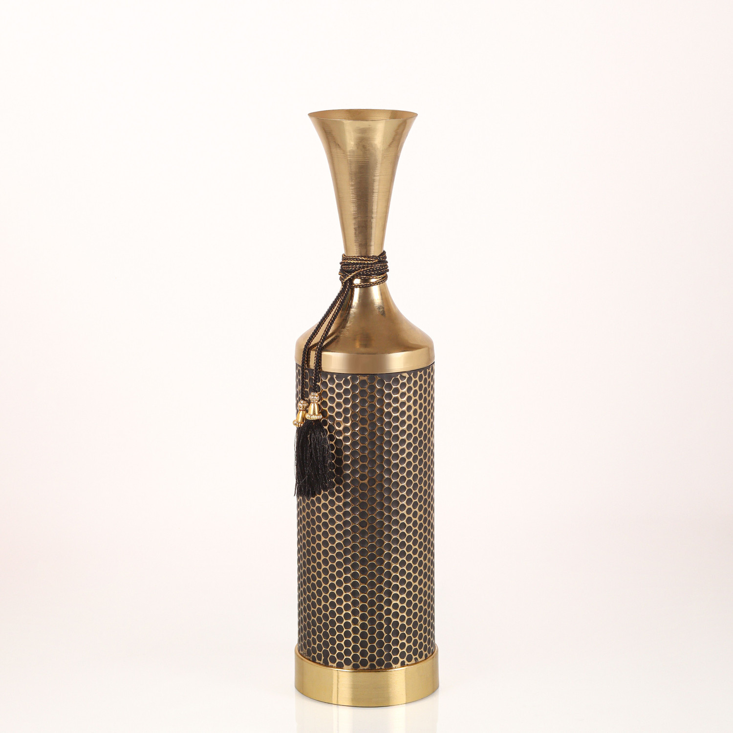Image of V DECORE Heaven HOME'S by V DECORE Luxury Gold Metal Floor Vase with Mesh Lattice Design Iron Vase