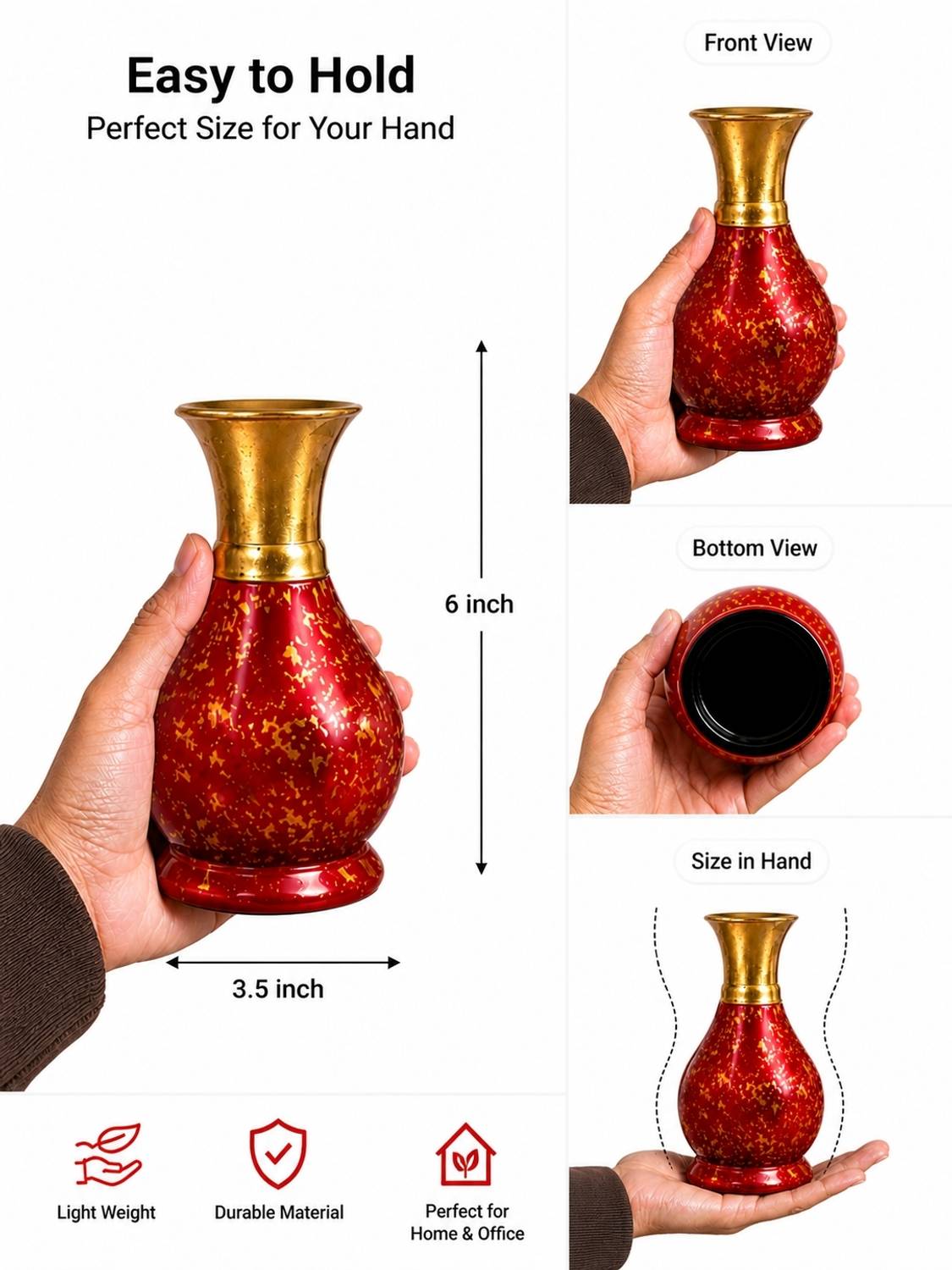 Nexoraa VaseredH Plastic Vase (6 inch, Red)