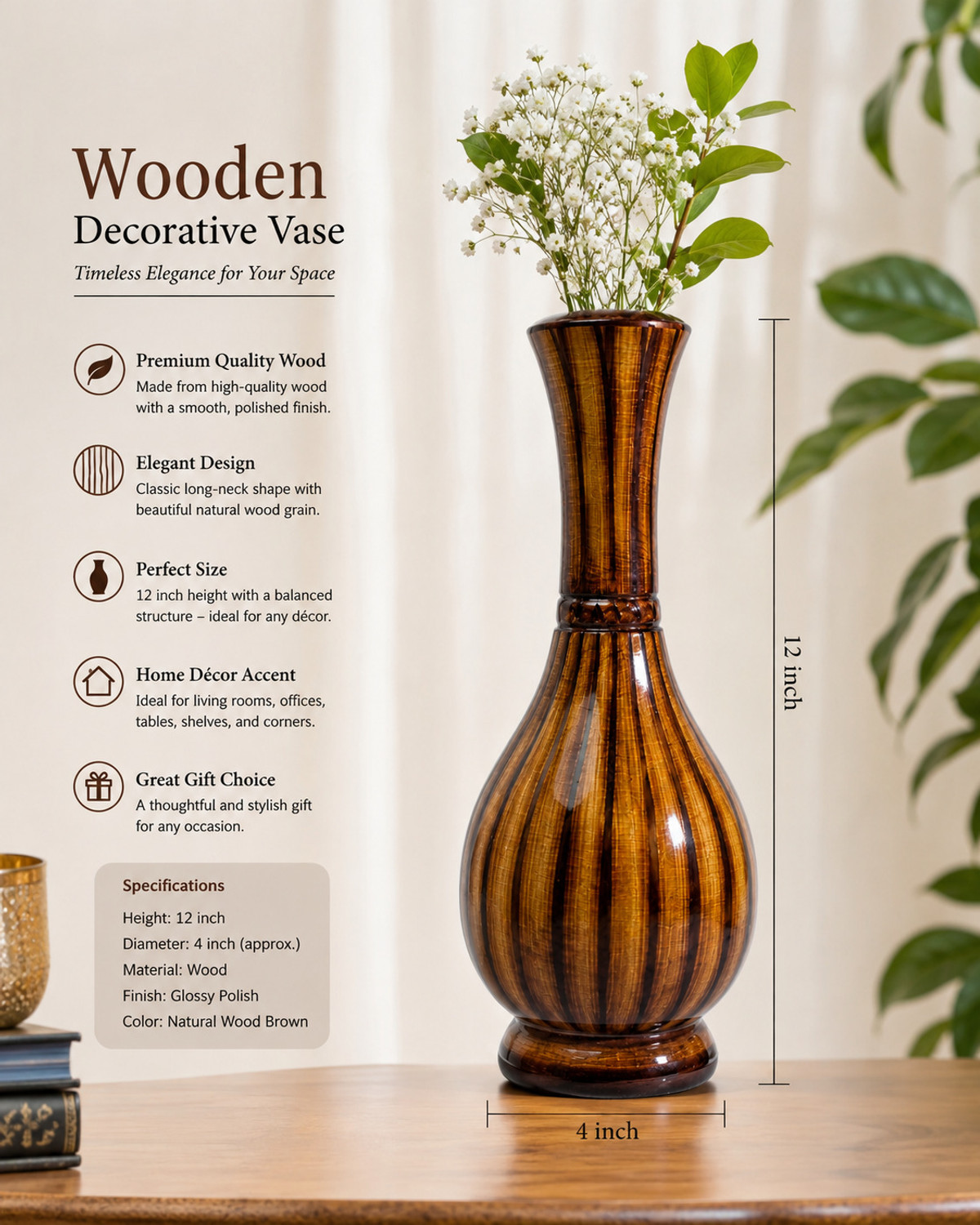 Image of WoodenCraf Wooden Vase