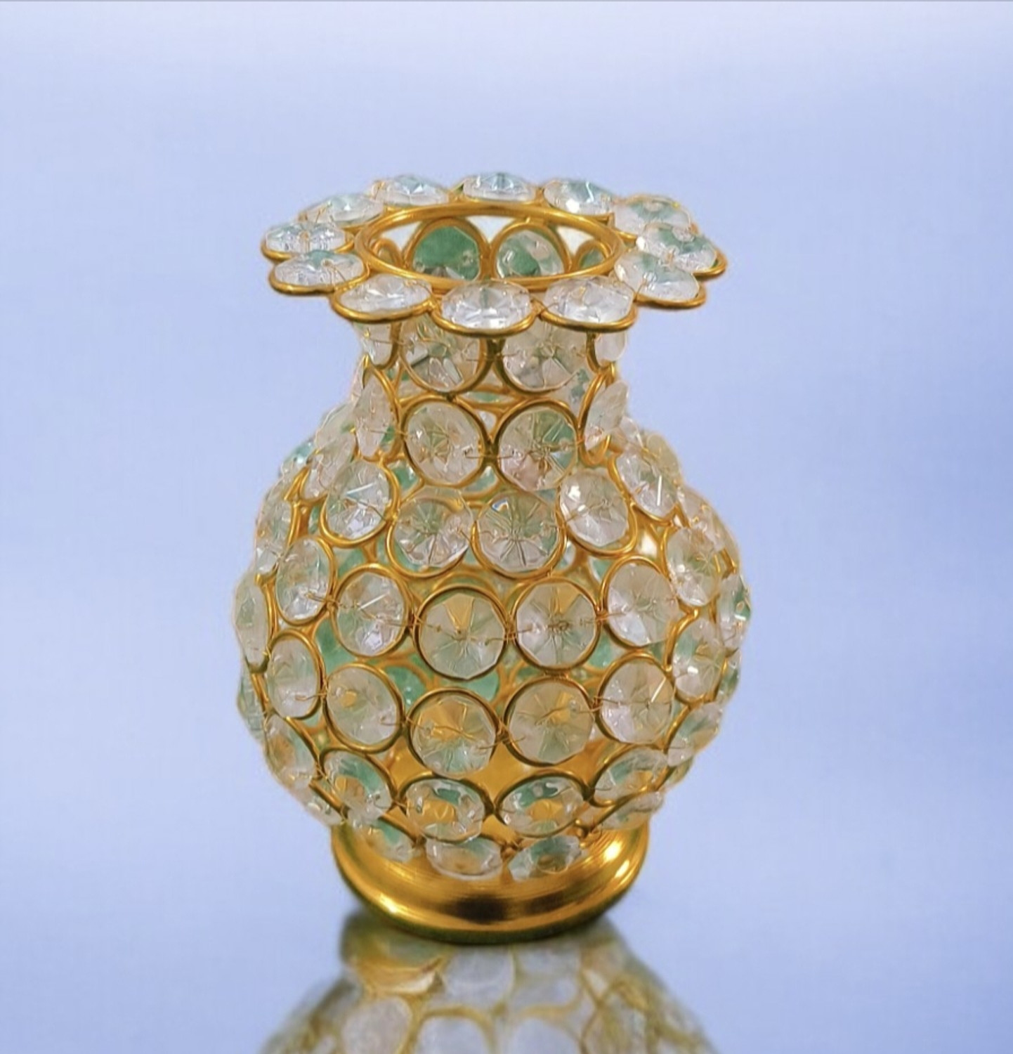 Image of Deco Art Corp Crystal Flower Vase For Home Decoration Dining Table, Living Room, Office, Iron, Crystal Vase