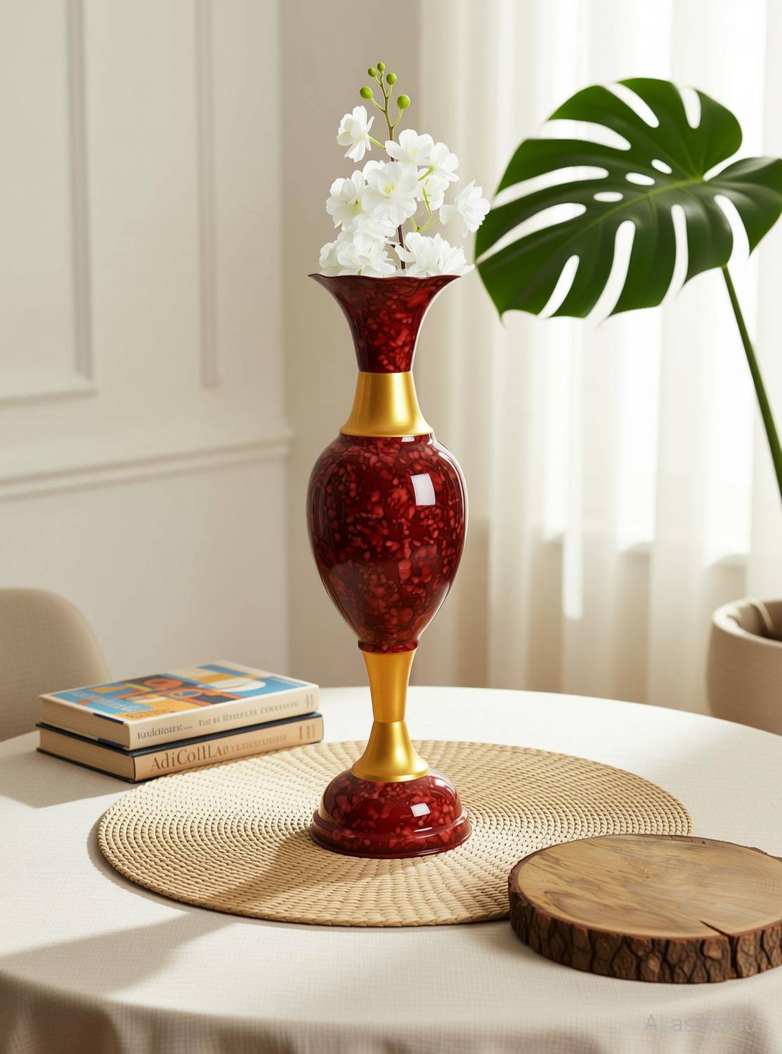 AdiCollar Luxury Iron Flower Vase Long Floor Pot Home Decor Iron Vase