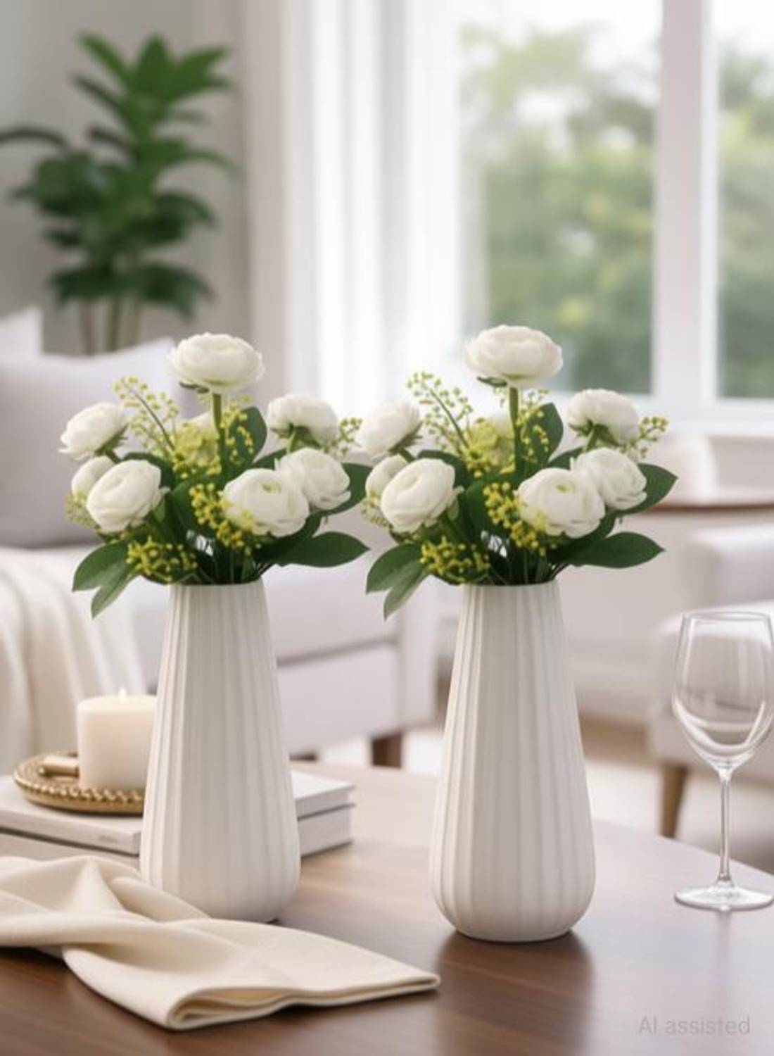 Nivash Plastic Vase White - Image 1