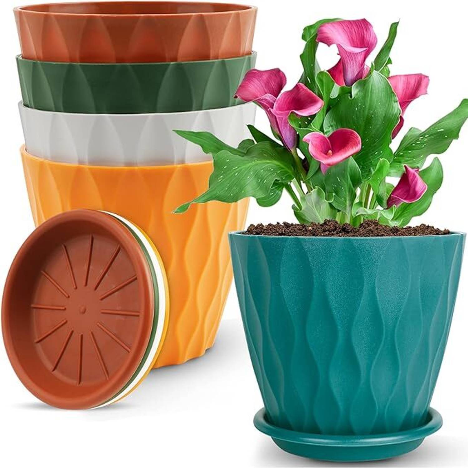 Growshiv Plastic Vase (7 inch, Multicolor)