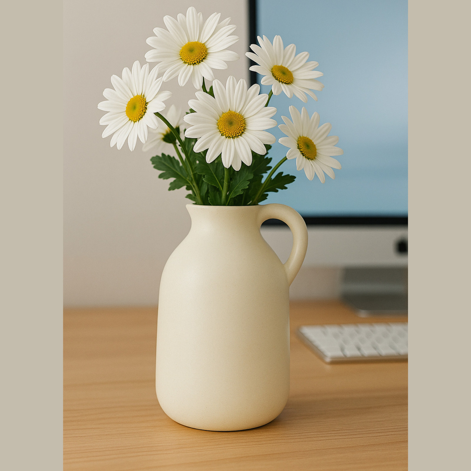 Image of Nestloom Decor Ceramic Bottle Vase | Bottle Shaped Vases for Home Decor, Modern Pampas Vase Ceramic Vase