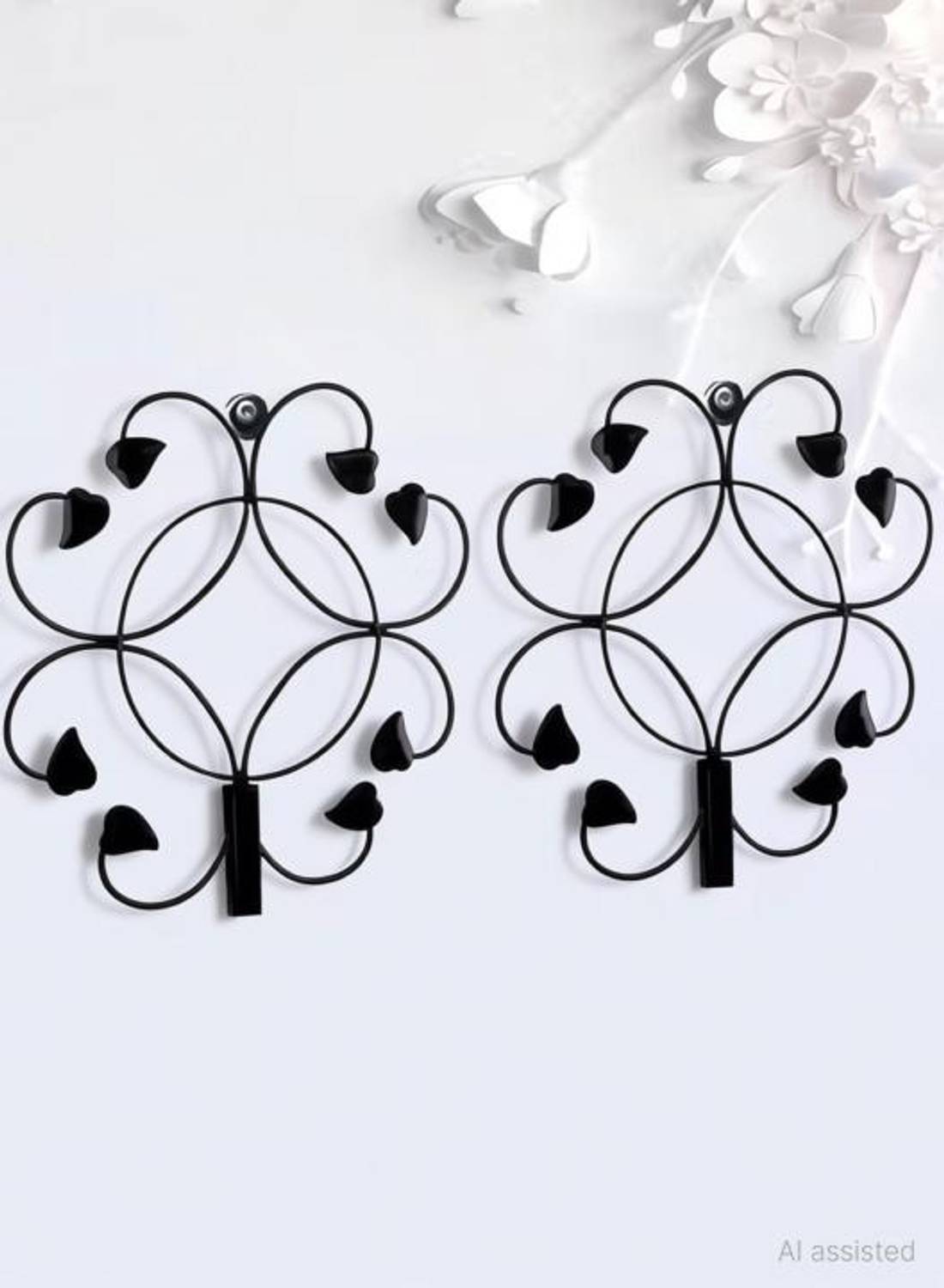 Bloom Boom Wall Hanging Metal Flower Stand Pack Of 2 (FLOWER NOT INCLUDED) Iron Vase