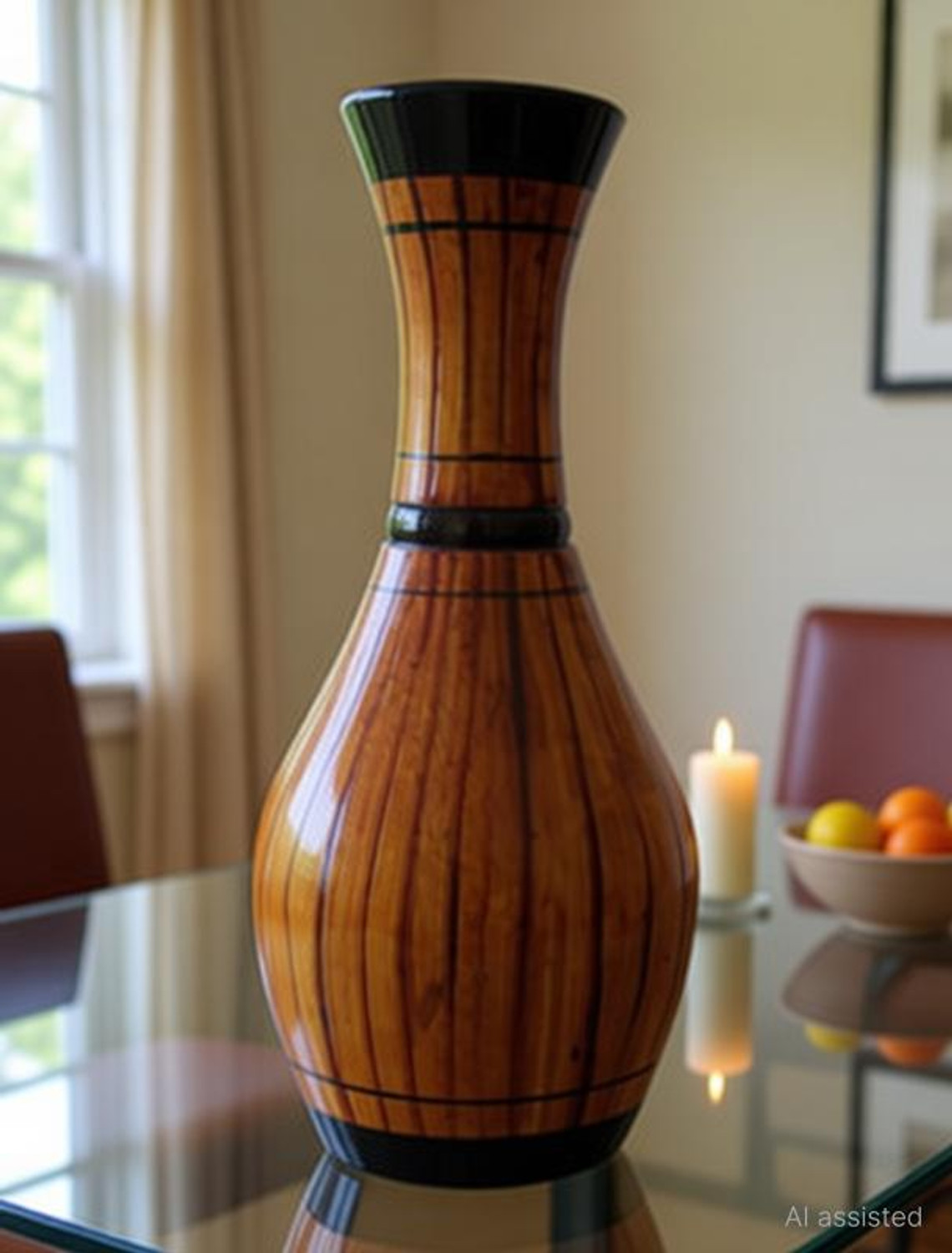 Image of Tovick Table Top Wooden POT Shape vase suitable for Table decor Plastic Vase