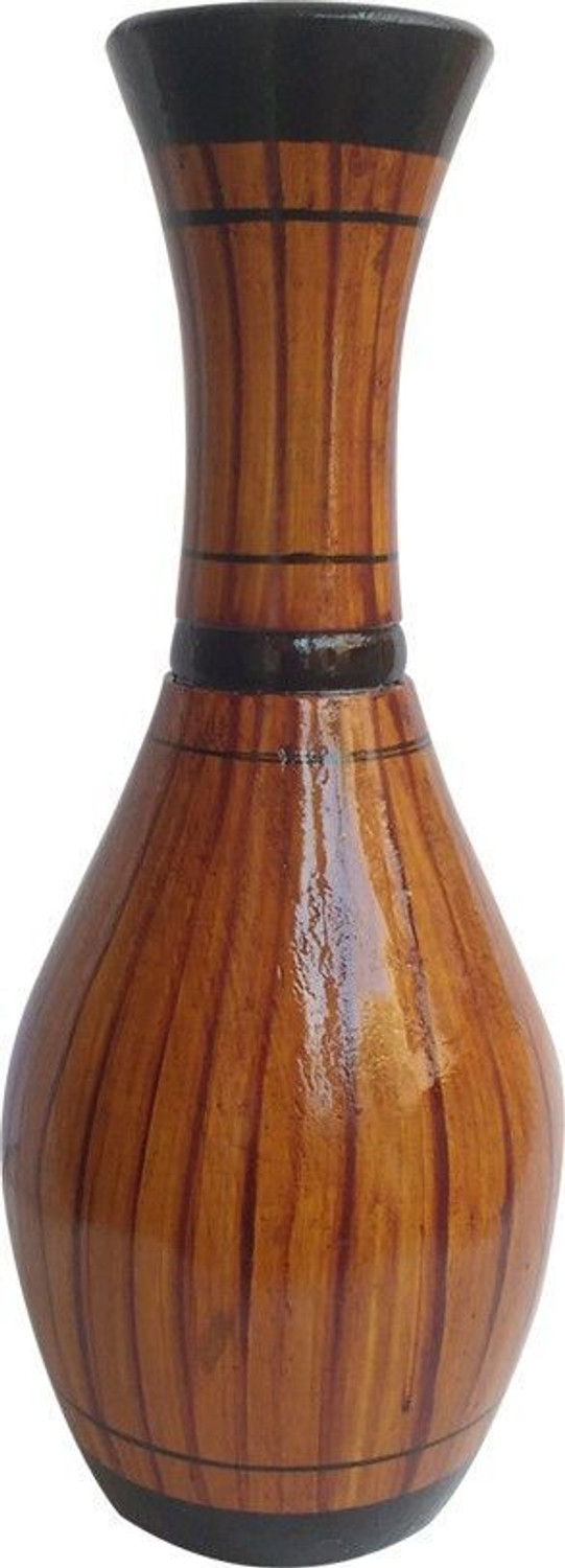 Image of Tovick Table Top Wooden POT Shape vase suitable for Table decor Plastic Vase