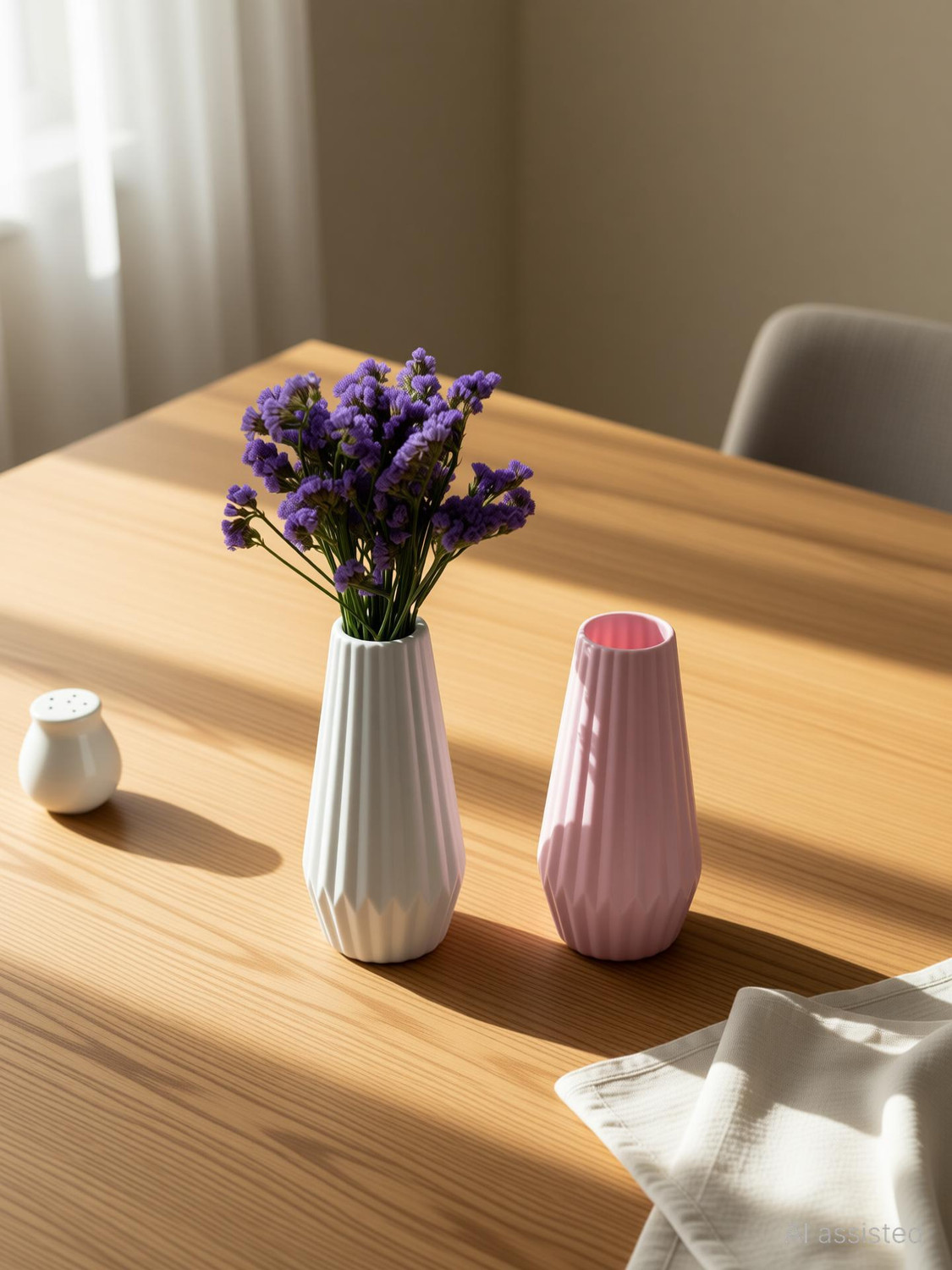 Image of Mrida and Maati Pack of 2 (Without Flower) Table vase for Home Plastic Vase Pink and White Plastic Vase