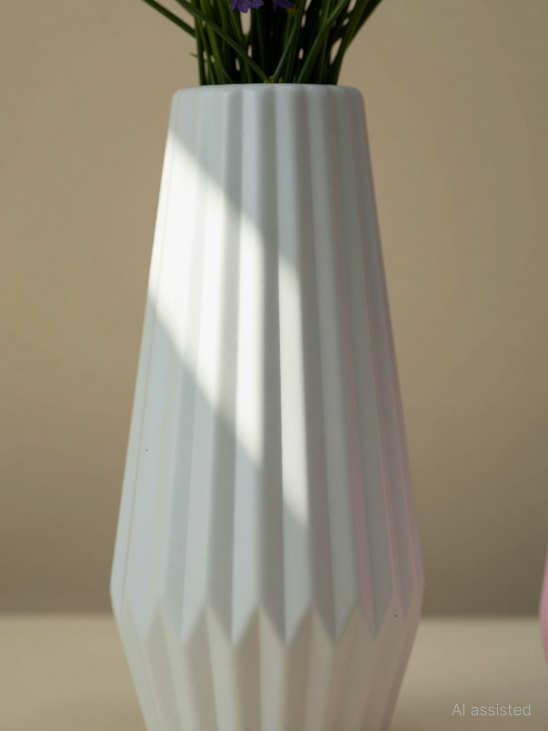 Image of Mrida and Maati Pack of 2 (Without Flower) Table vase for Home Plastic Vase Pink and White Plastic Vase