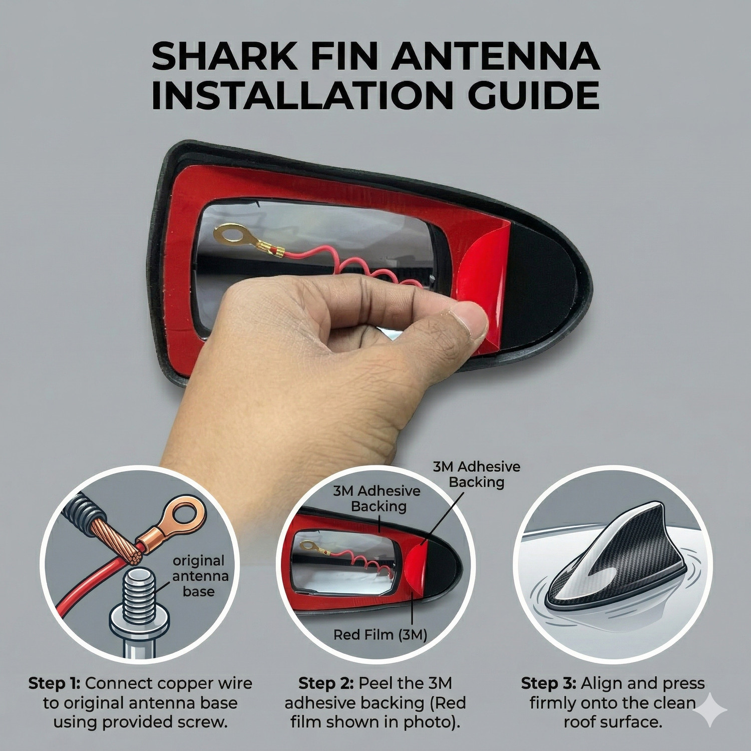 Image of B.K Accessories Car*Shark Fin Wind Powered Antenna Black 7 Inch Universal for Car Whip Vehicle Antenna
