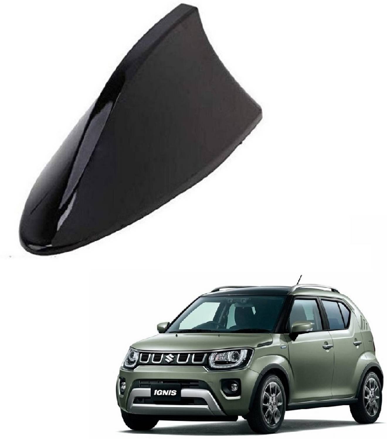 SPREADX Shark Fin Roof Antenna Aerial ABS AM/FM Radio Signal for Ignis Type-2 - Black Whip Vehicle Antenna