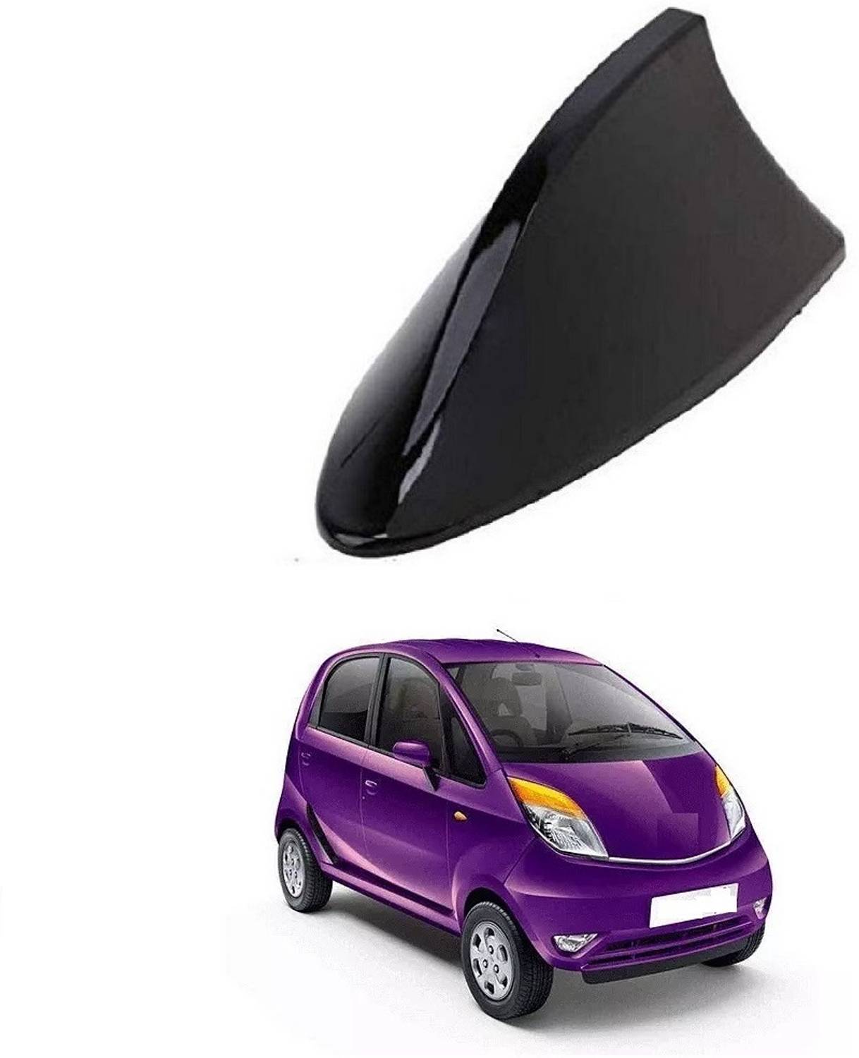 SPREADX Shark Fin Roof Antenna Aerial ABS AM/FM Radio Signal for Tata Nano - Black Whip Vehicle Antenna